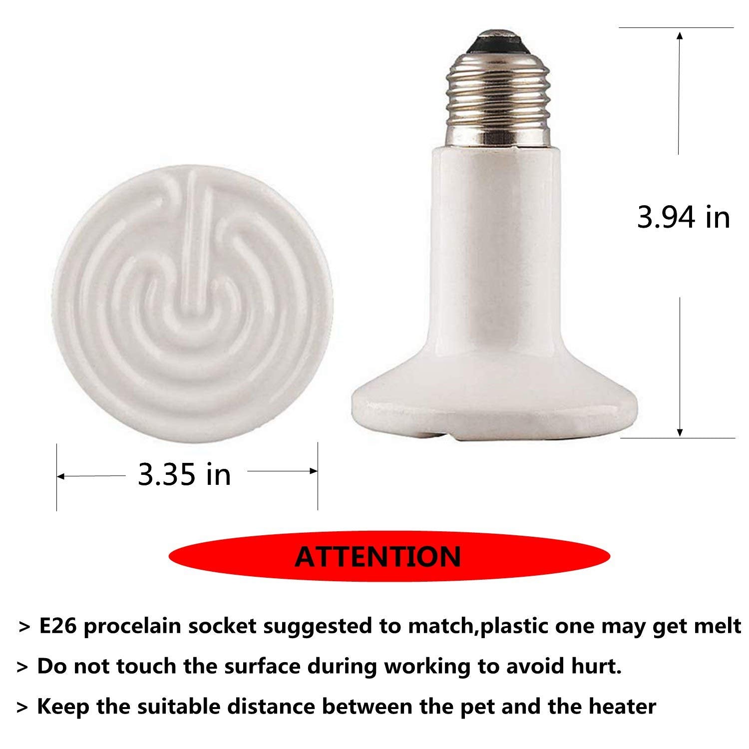 BOEESPAT Ceramic Heat Emitter 150W 2pack Reptile Heat Lamp Bulb Chicken Heater Light for Pet Brooder Coop Lizard Turtle Aquarium