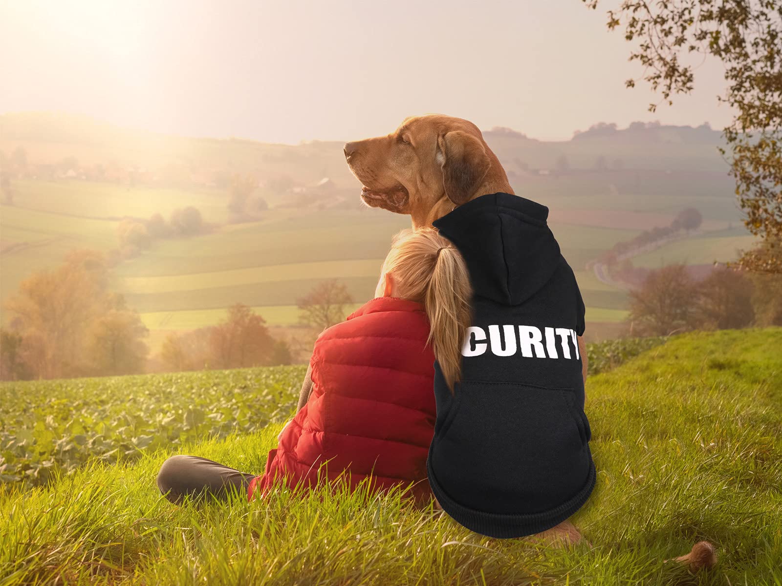 Uteuvili Dog Hoodie - Black Soft Brushed Fleece Sweater for Large Dogs (XL) - Model UTE140319