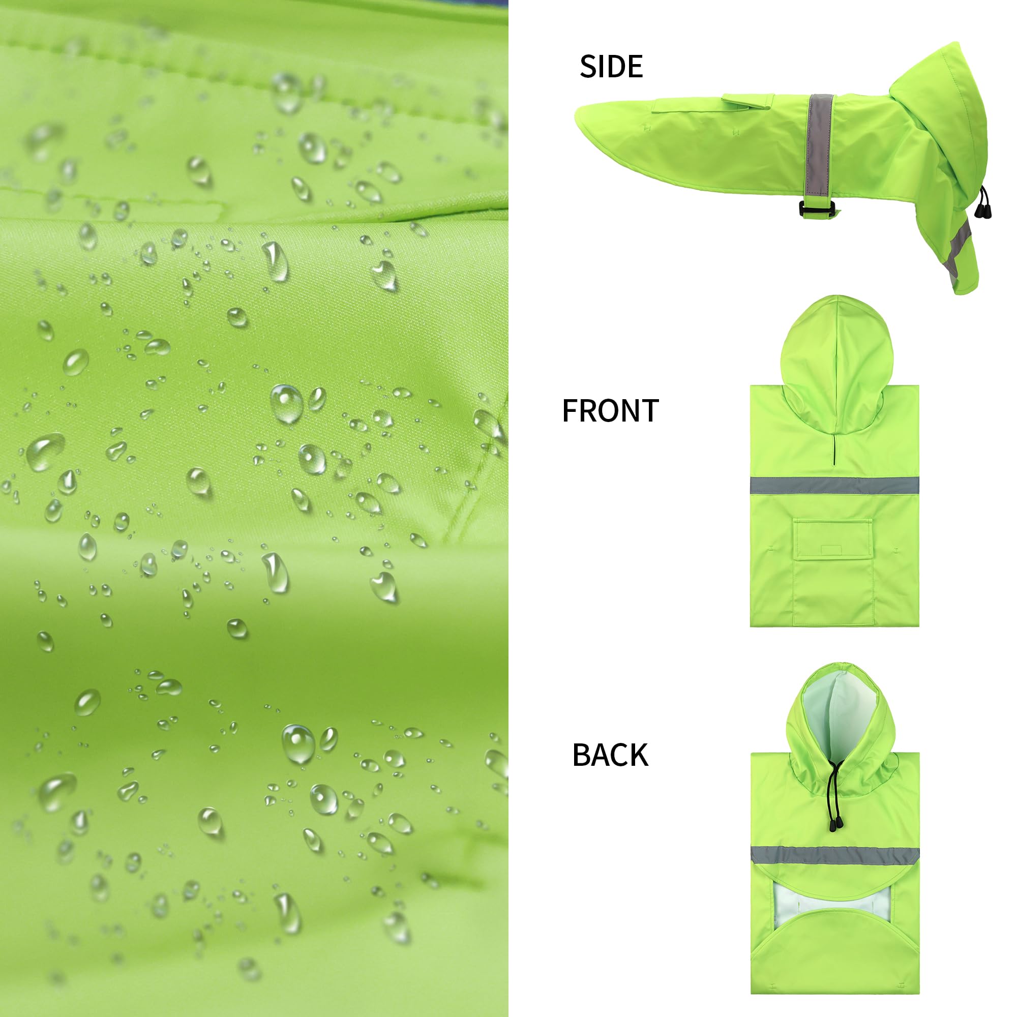 NACOCO Large Dog Raincoat Adjustable - Pet Water Proof Clothes Lightweight Rain Jacket Poncho Hoodies with Strip Reflective (XXX