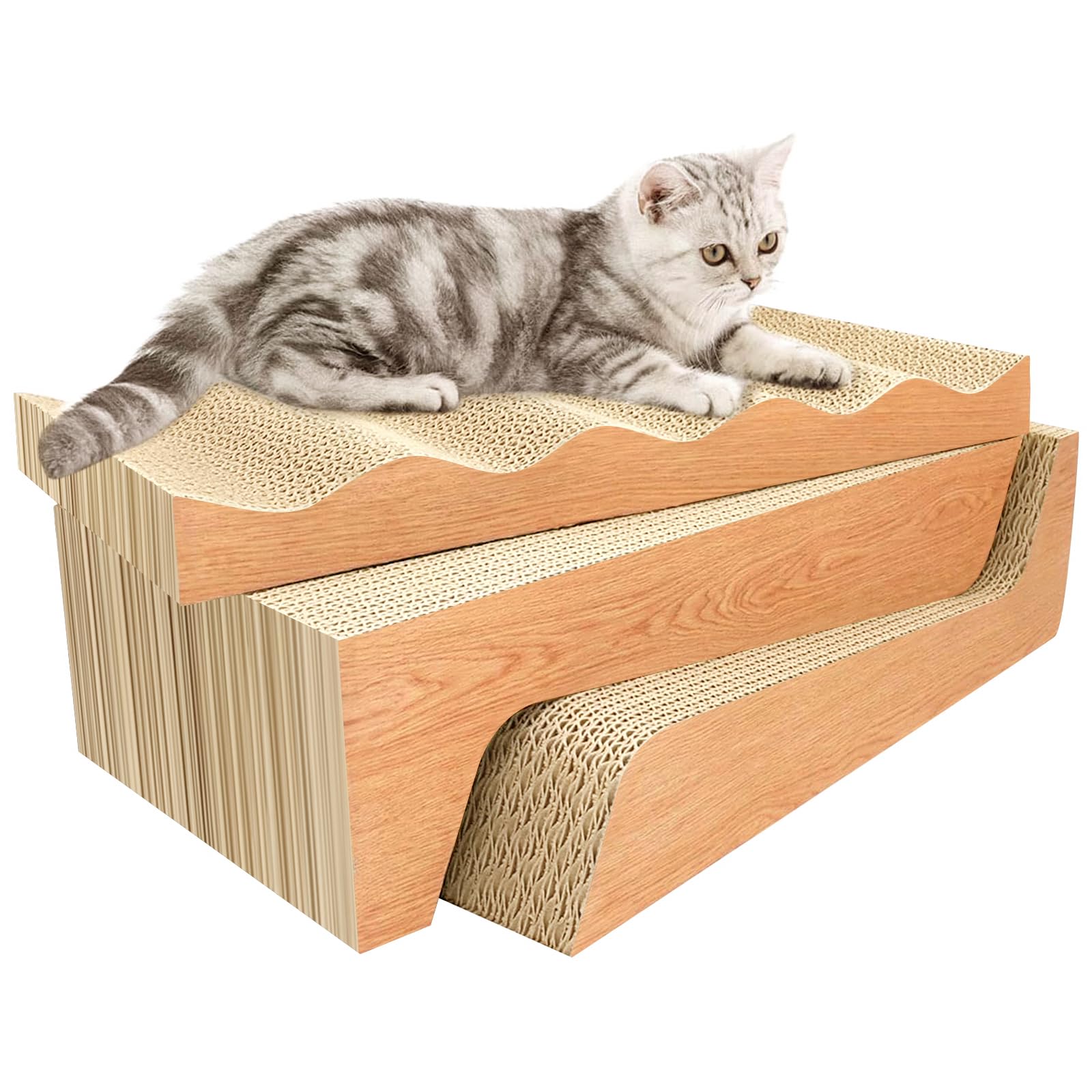 Cat Scratch Pad- 3 In 1 Corrugated Cardboard Cat Scratcher For Indoor Cats, Professional Cat Scratching Board For Adult Cats, Ca