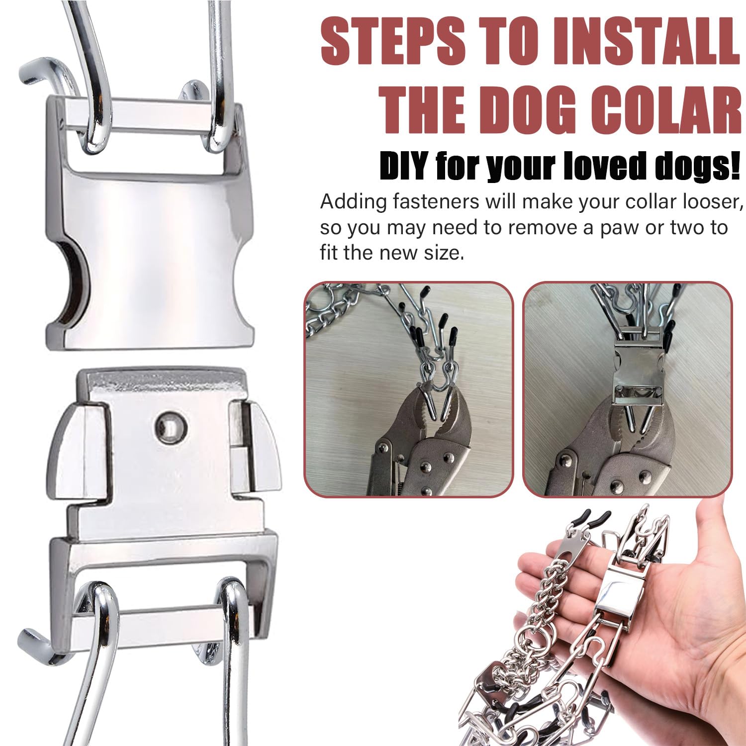 Lonlyeagle Dog Collar Buckle,Fastener Stainless Steel Buckle For Prong Dog Training Collar & Quick Release With Buckle For Mediu