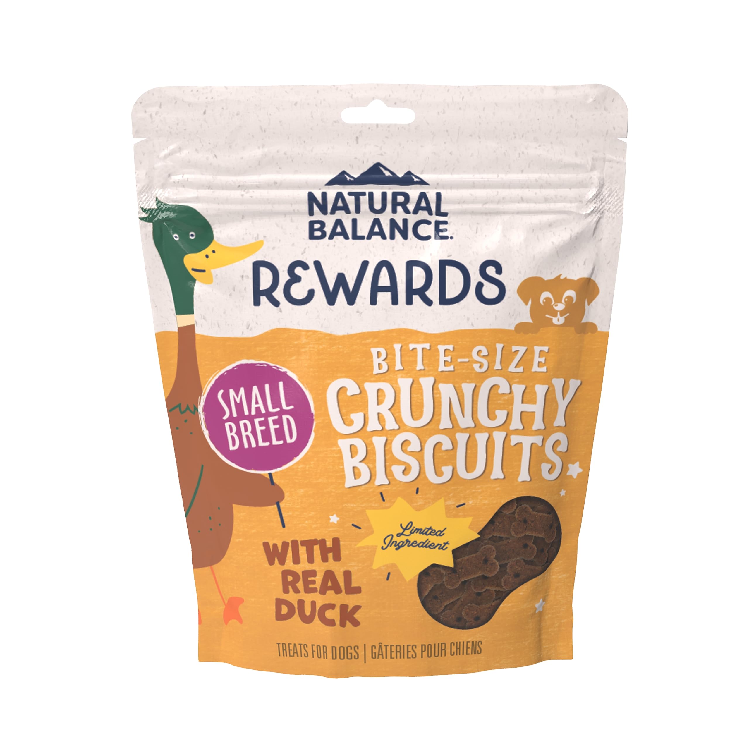 Natural Balance Limited Ingredient Rewards Crunchy Biscuits, Bite-Size Grain-Free Dog Treats for Small-Breed Dogs, Made with Rea