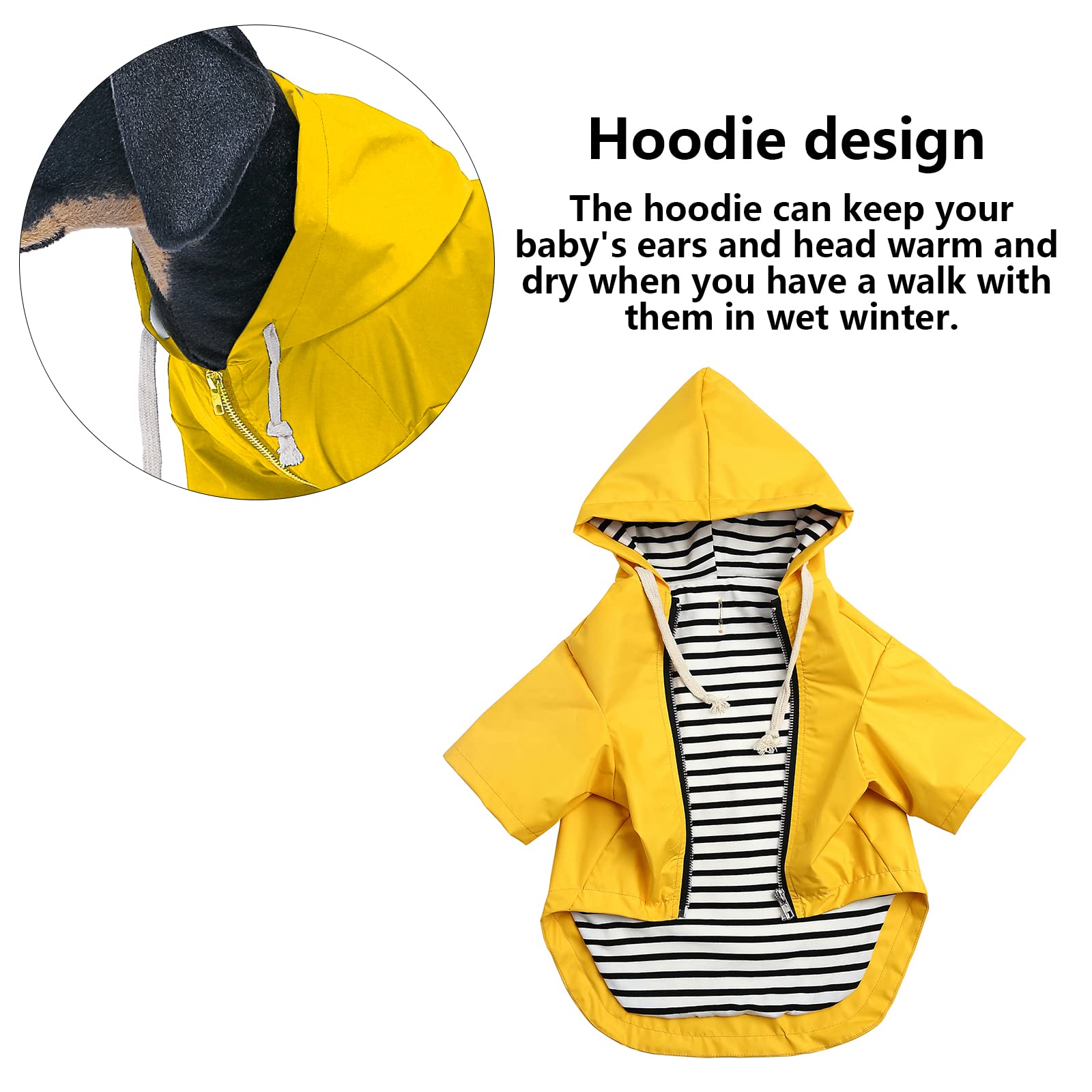 Dog Raincoat Waterproof Puppy Rain Jacket With Hood For Small Medium Dogs, Poncho With Reflective Strap, Storage Pocket And Harness Hole - Yellow - Xxl