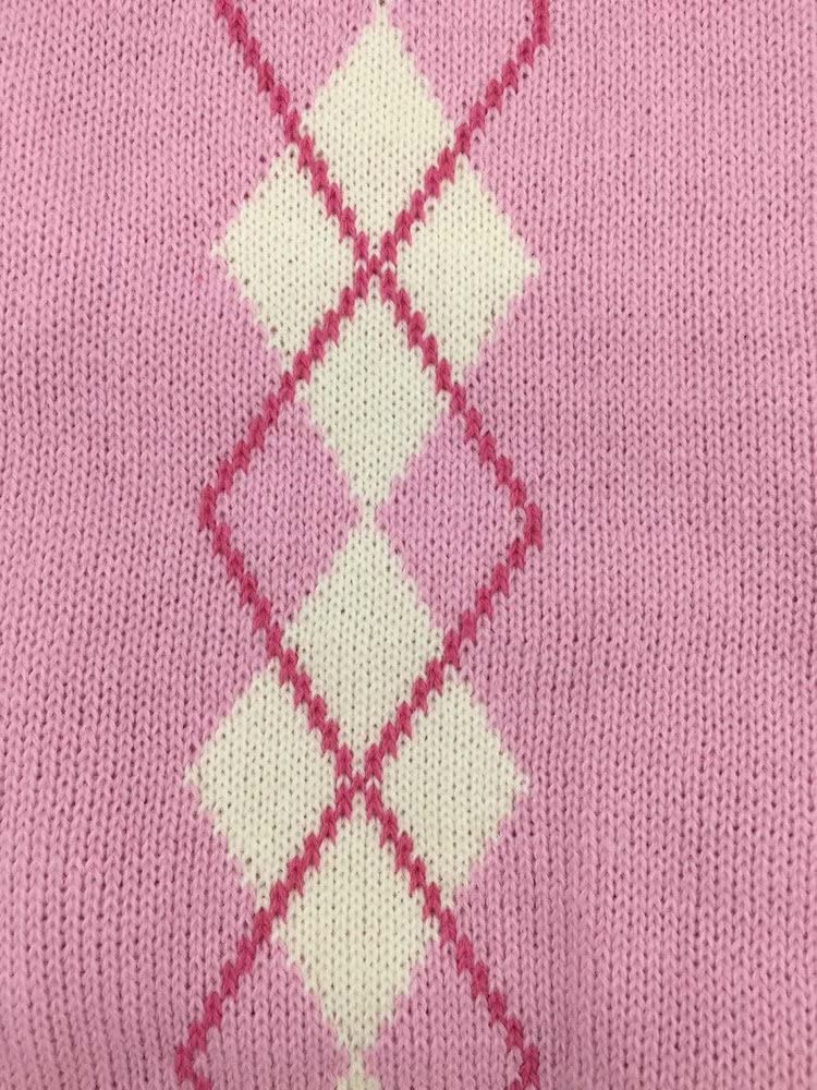 Argyle Knit Turtleneck Dog Sweater For Small Dogs Kitty Cats, Small (S) Size Pink