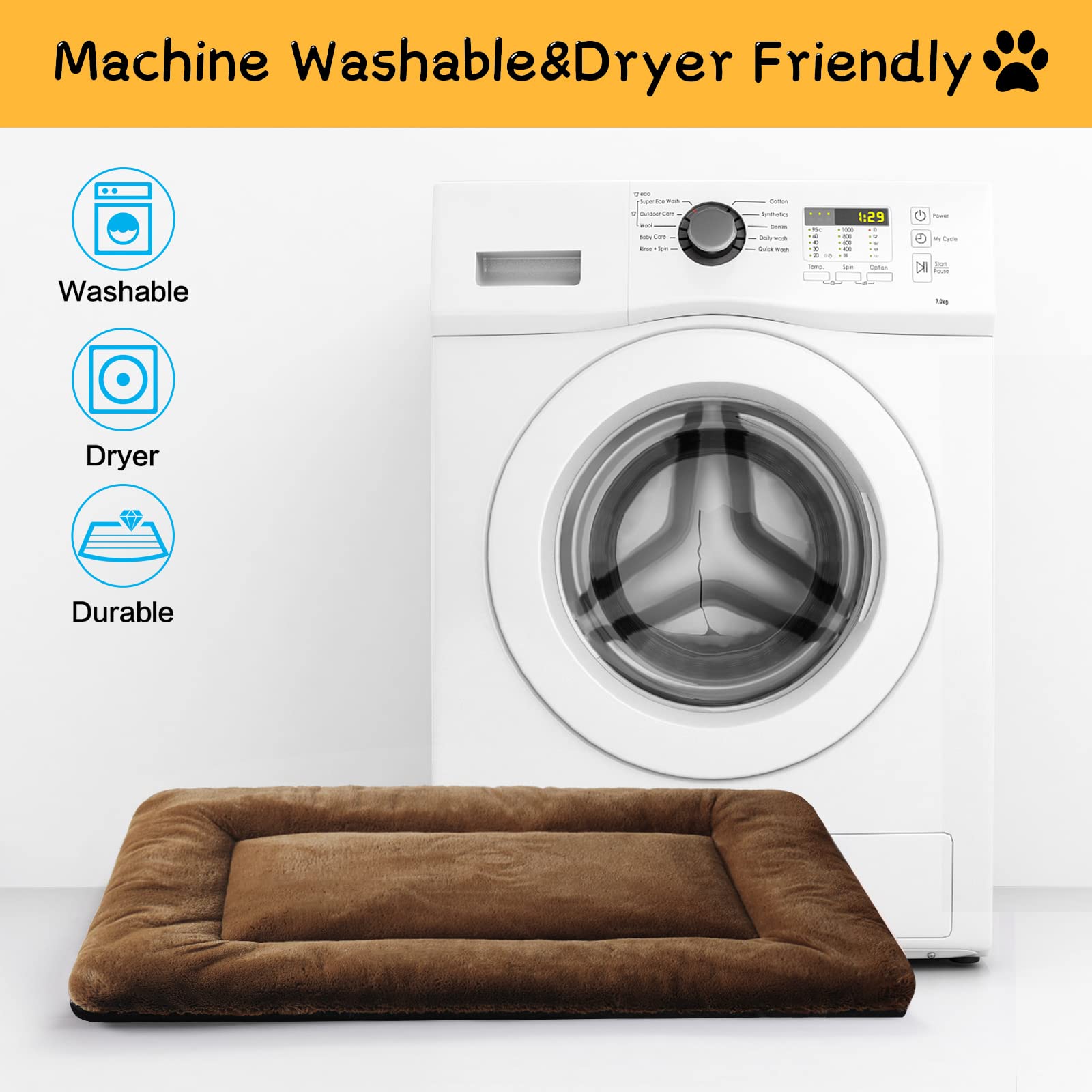 Dog Beds Crate Pad For Extra Small Dogs Fit Metal Dog Crates,Ultra Soft Dog Crate Bed Washable & Anti-Slip Kennel Pad For Dogs Cozy Sleeping Mat,Brown 22Inch