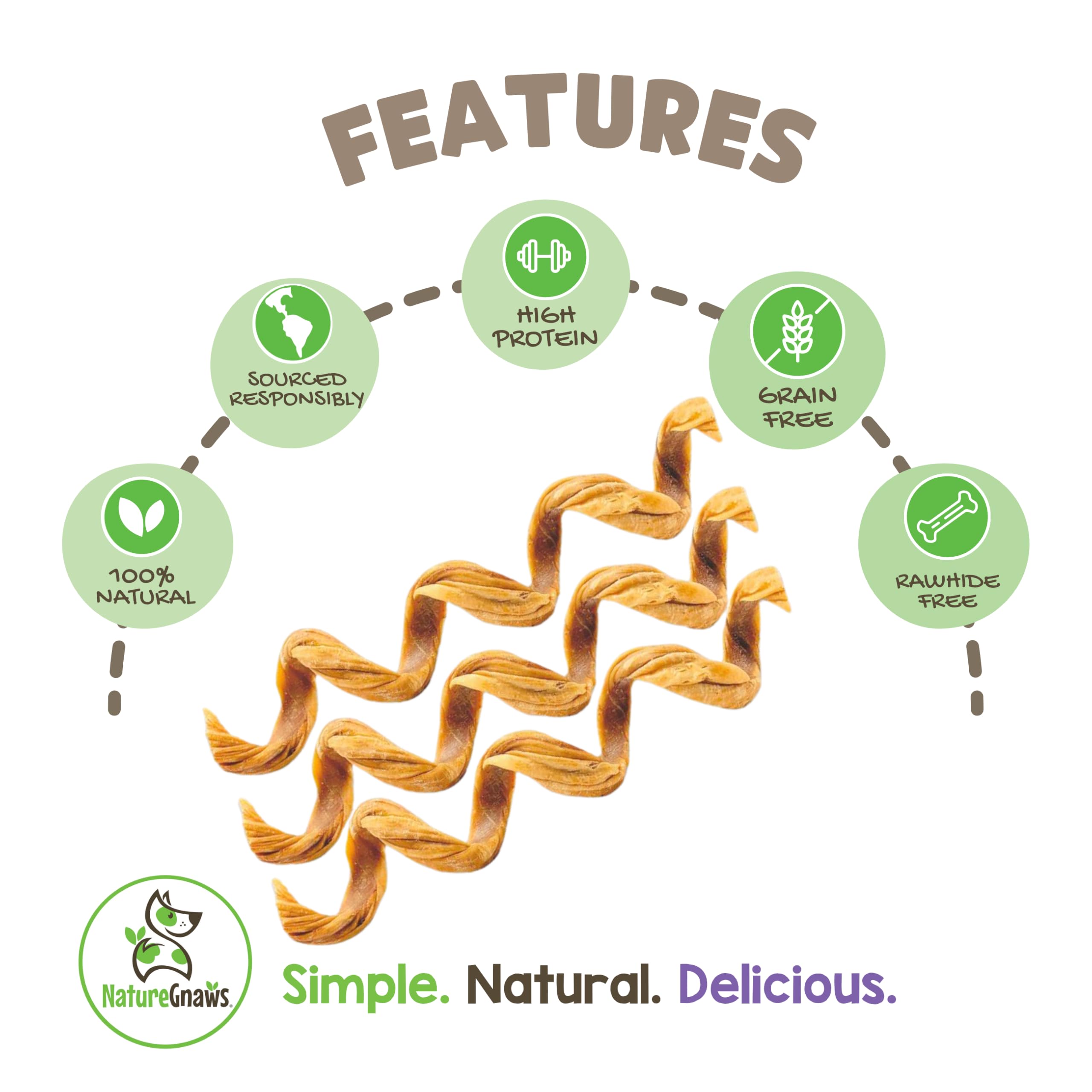 Nature Gnaws Tripe Twist Springs for Dogs - Premium Natural Beef Dog Treats - Simple Single Ingredient Crunchy Dog Chews - Train