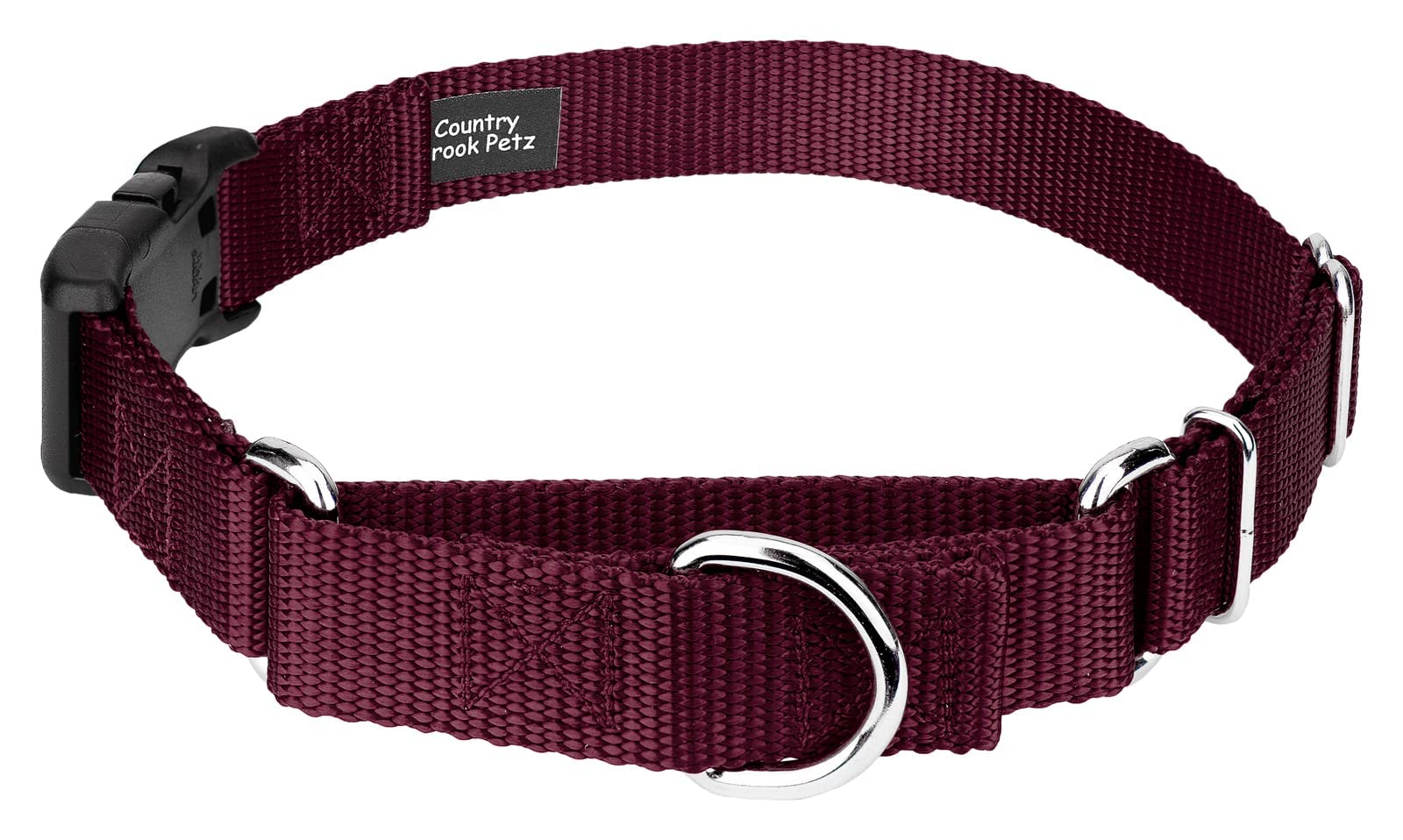 Country Brook Petz - Made In The Usa - Durable Nylon Martingale With Deluxe Buckle - 30+ Vibrant Color Options (Burgundy, 3/4 Inch, Small)