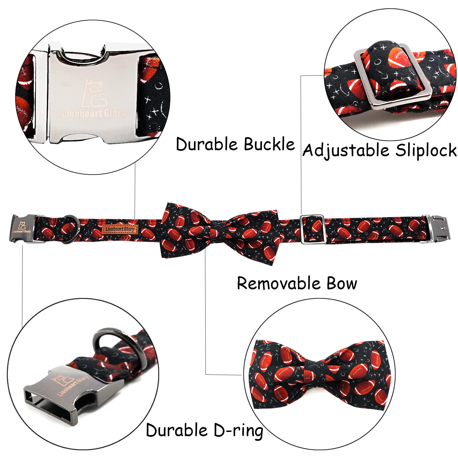 Lionheart Glory Dog Bowtie Collar - Adjustable Cotton Bow For X-Small Dogs