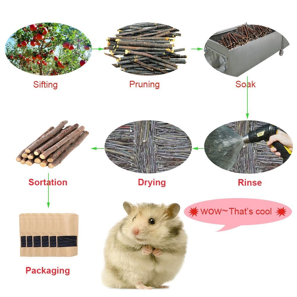 Sharllen 300G(10.5Oz) Apple Sticks (About 90 Sticks) Pet Chew Toys For Rabbits Chinchilla Guinea Pigs By