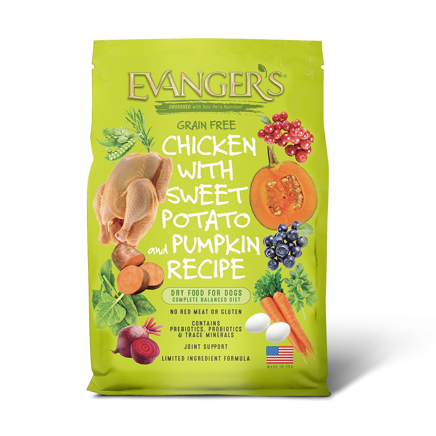 Evangers Grain-Free Chicken with Sweet Potato & Pumpkin for Dogs, 16.5 lb Bag