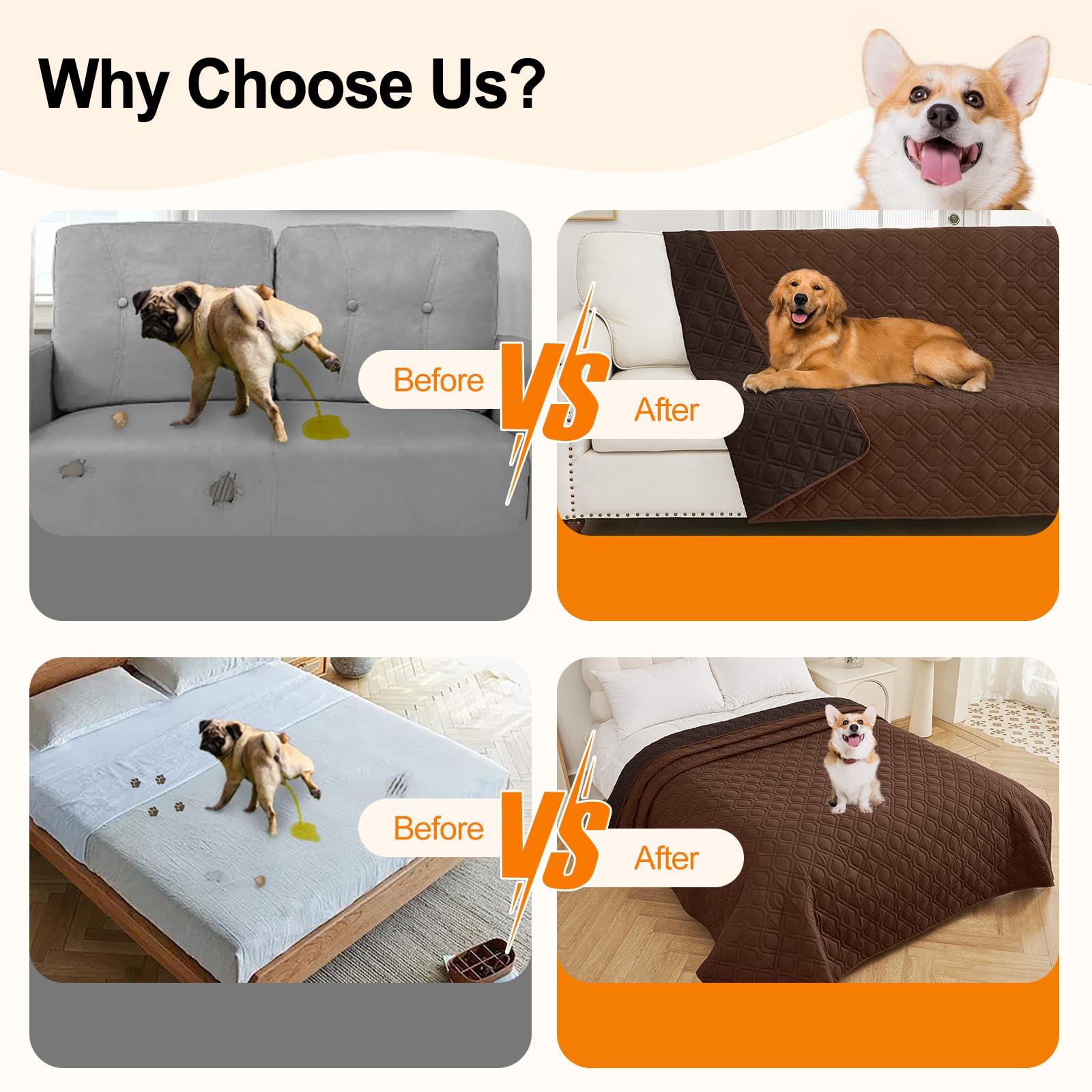 Smiry Waterproof Dog Blanket, 30X70 Inch Soft Pet Bed Cover Reversible, Washable Sofa Couch Furniture Protector For Small Medium