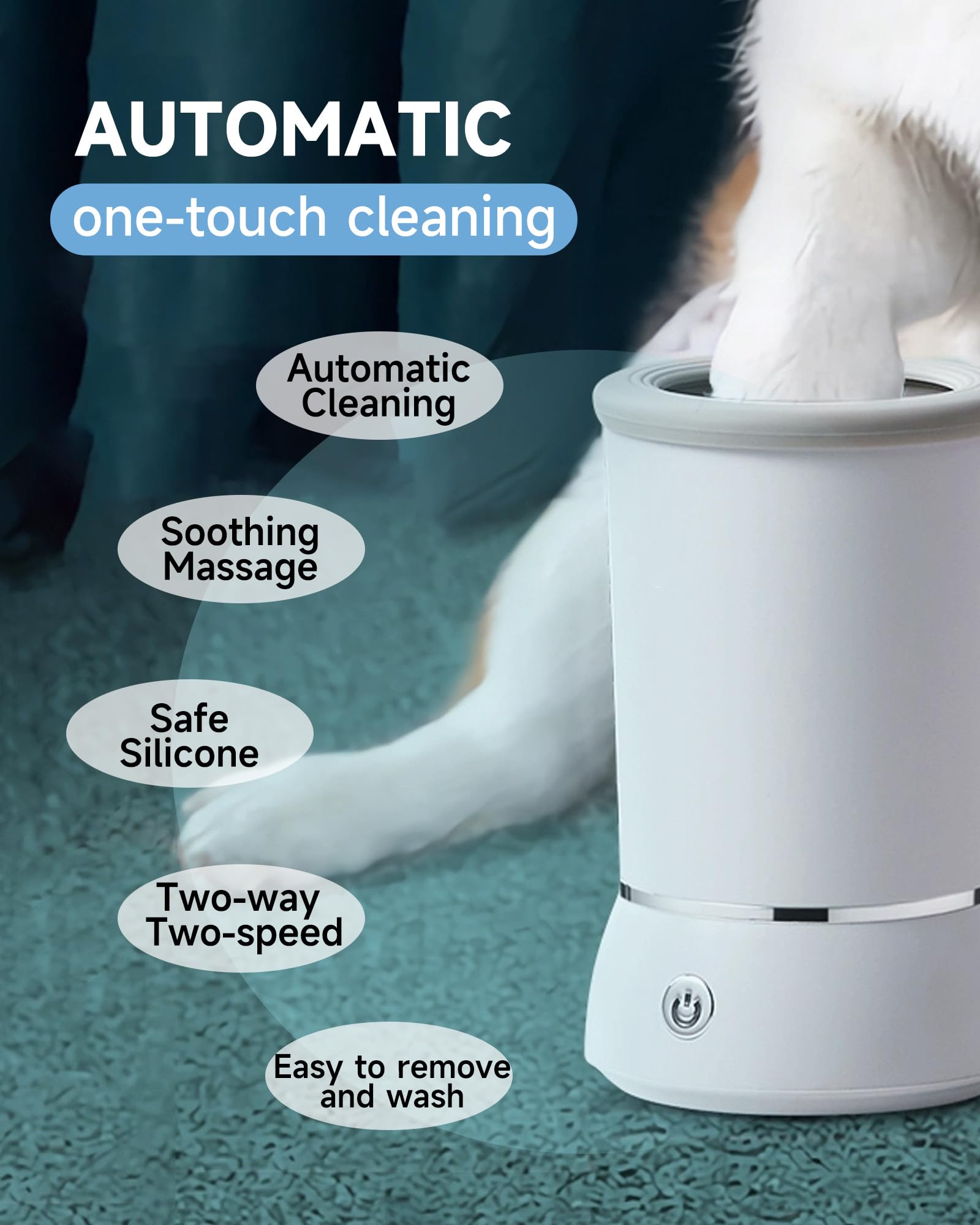 Kueiox Automatic Dog Paw Cleaner For Dogs,Electric Dog Foot Paw Washer Cup And Massager,2 Speeds For Thorough Cleaning And Usb R