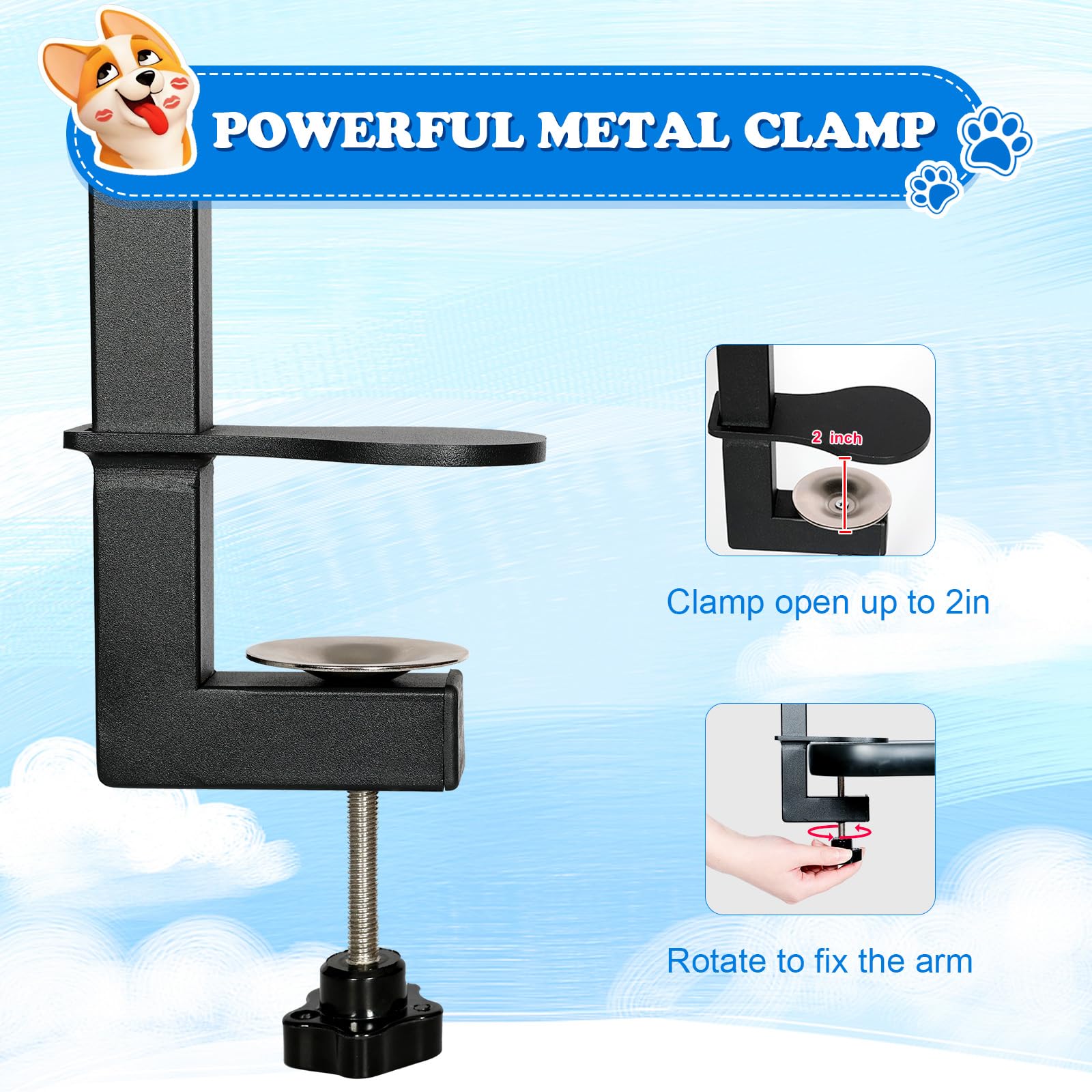 Breeze Touch Dog Grooming Table Arm With Clamp 32In, Pet Dog Grooming Table For Small Dogs At Home Foldable, Cat Dog Grooming Ha