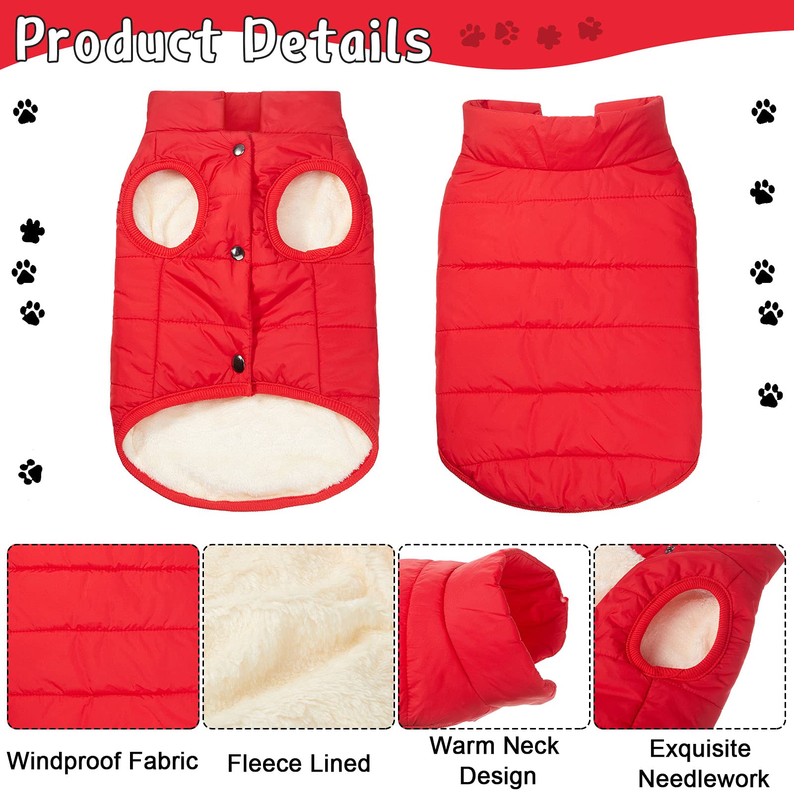 Syhood 2 Pieces Dog Jacket 2 Layers Fleece Lined Dog Jacket Warm Soft Windproof Small Pet Coat For Winter Cold Weather(Small,Nav