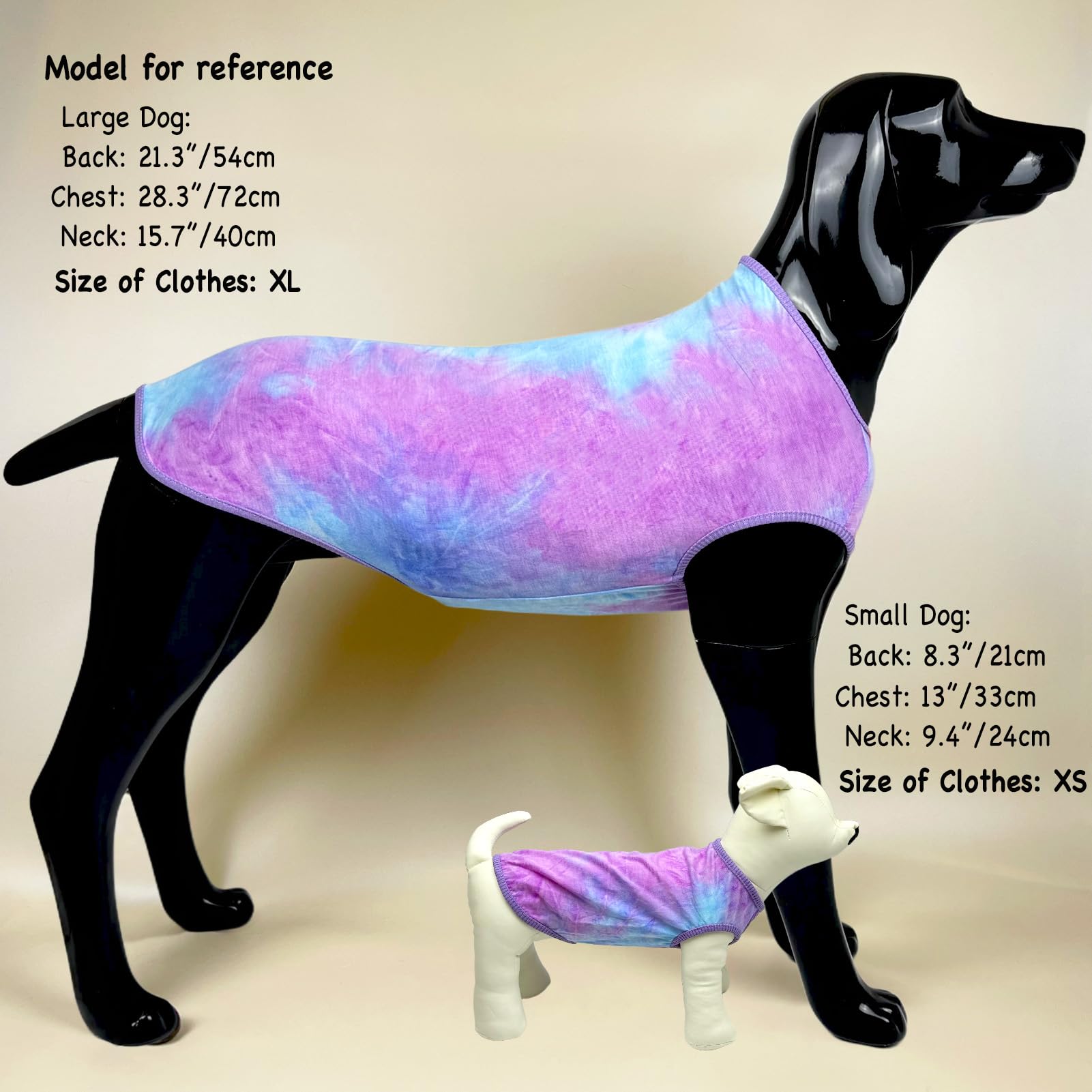 D.E.E Cotton Dog Shirts Large Tie Dye Dog Clothes Lightweight Girl Boy Big (Vpurpleblue, 3X-Large)