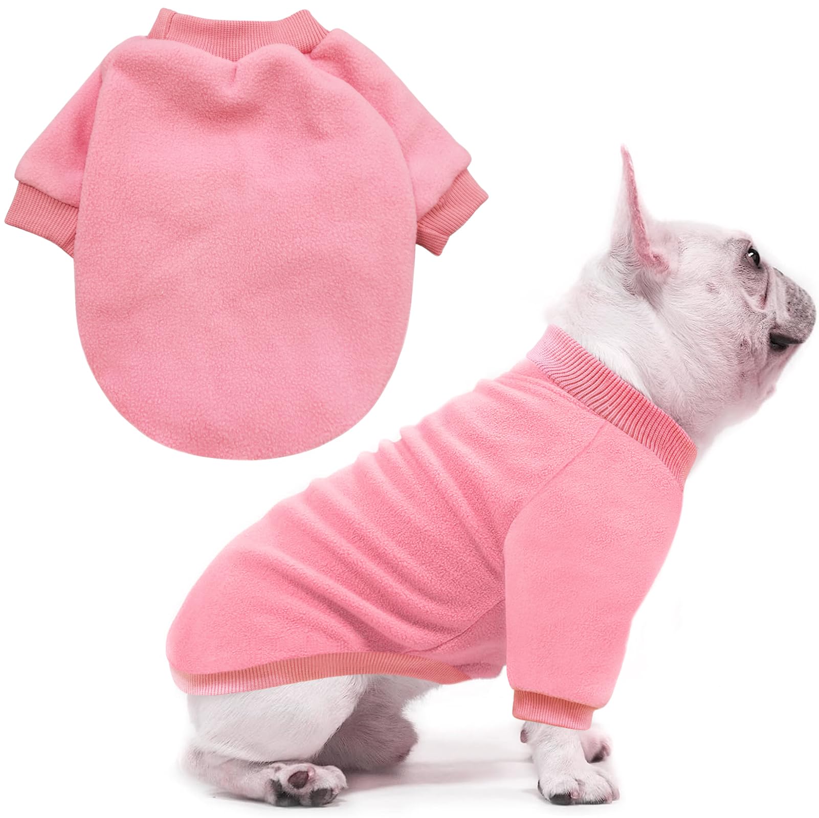 Idepet Dog Fleece Sweater - Soft Puppy & Cat Pullover Sweatshirt - Warm Winter Shirt (Small, Pink)
