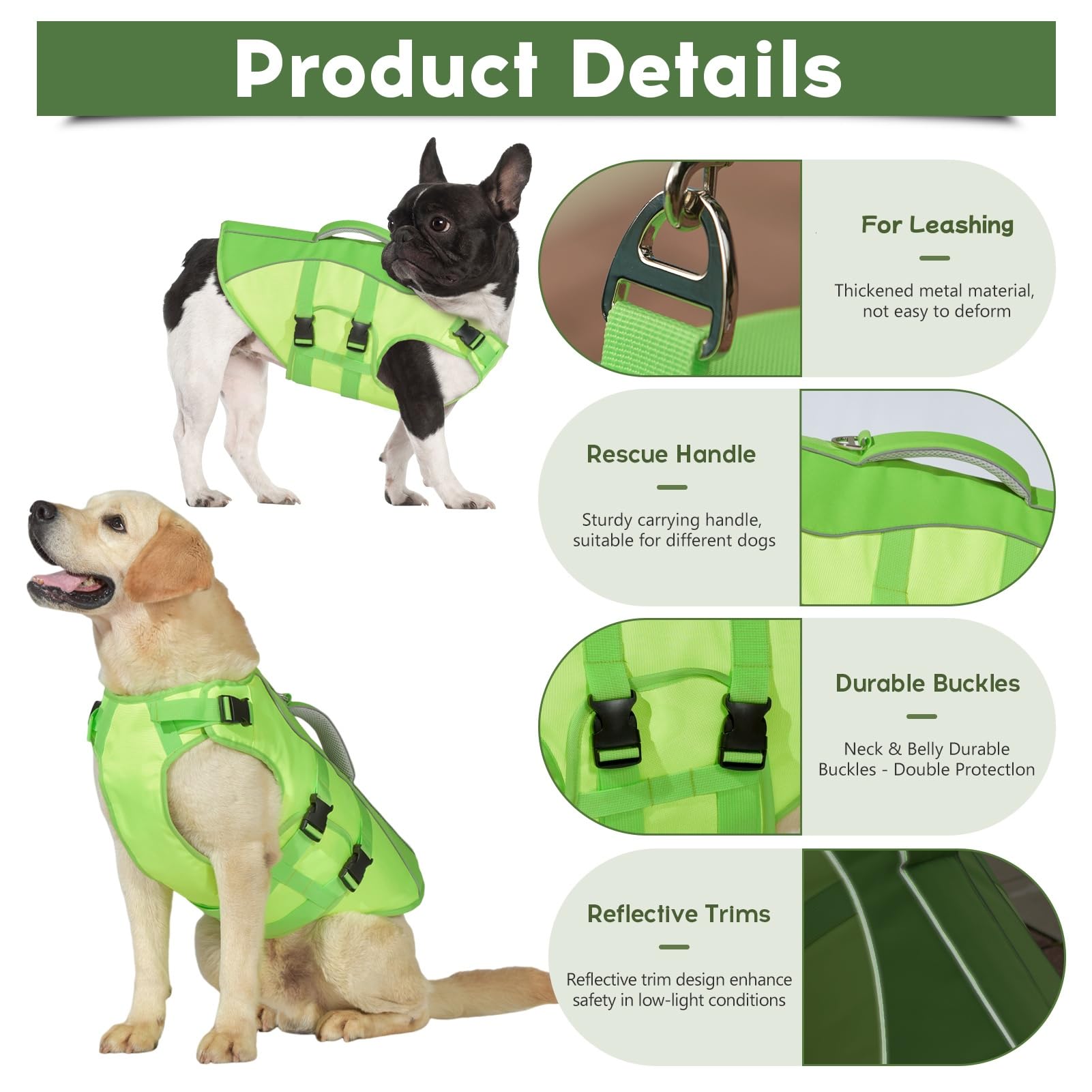 Petdsh Dog Life Jacket Small, High Flotation Dog Life Vest For Swimming Boating, Reflective Puppy Lifejacket With Superior Buoya