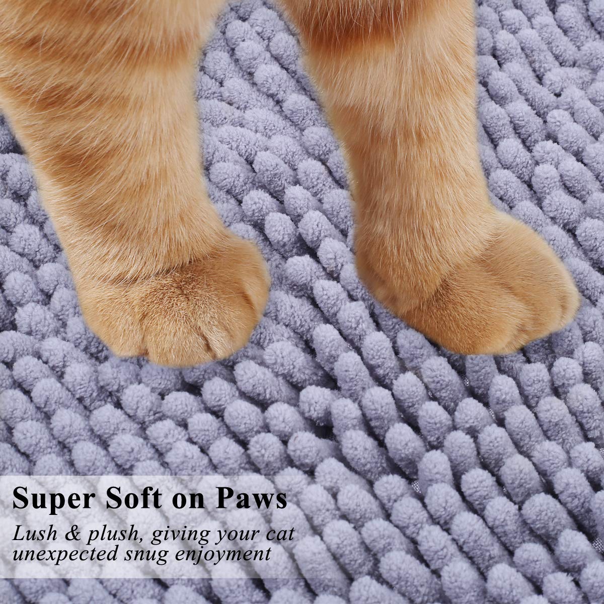 Vivaglory Cat Litter Mat Litter Trapping, 35'× 25' Cat Litter Rug With Waterproof Back, Super Soft For Cat'S Paws, Machine Washable, Grey