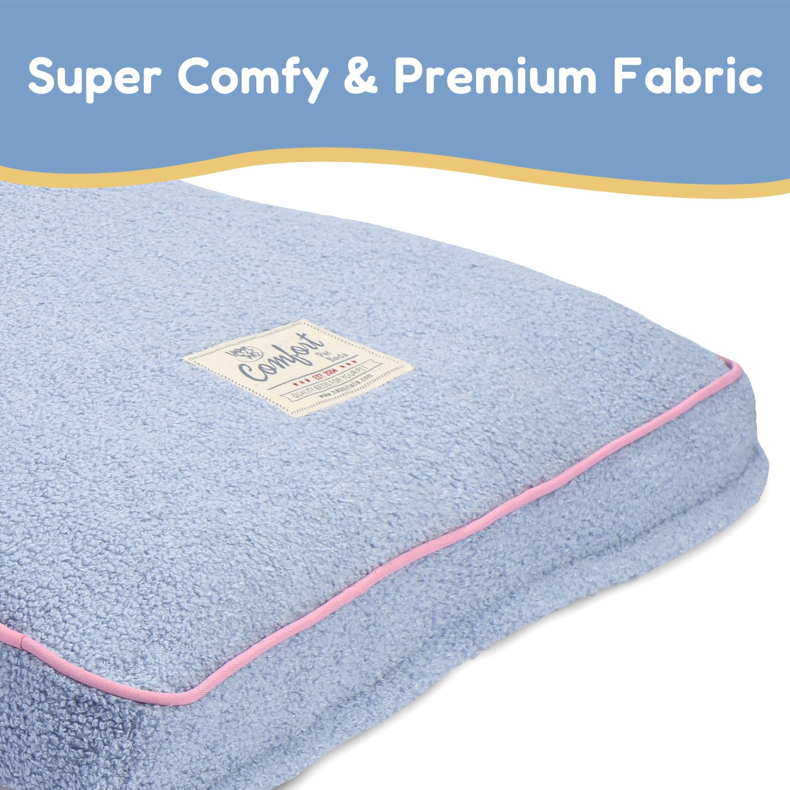 Fluffydream Dog Mat, Dog Bed Washable, Super Soft Pet Bed Mat, Up To 65Lbs, 36'' X 27'', Light Blue