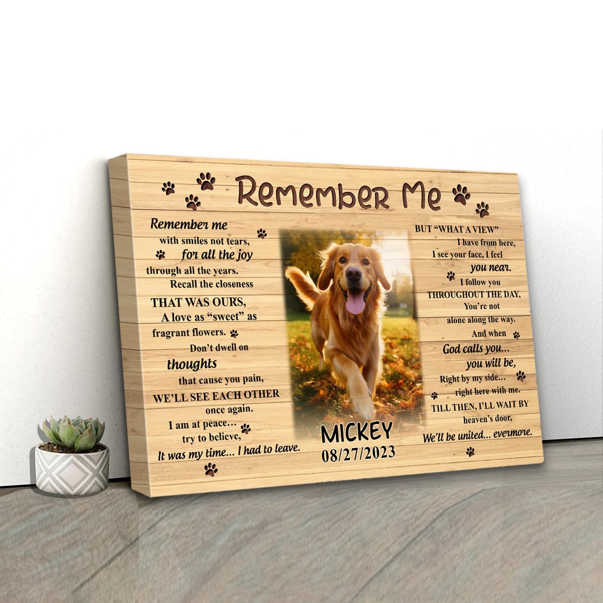 S101614 Dog Memorial Landscape Canvas Gifts, Remember Me For Dog Lovers Mom, Personalized Memorial With Picture Custom Date