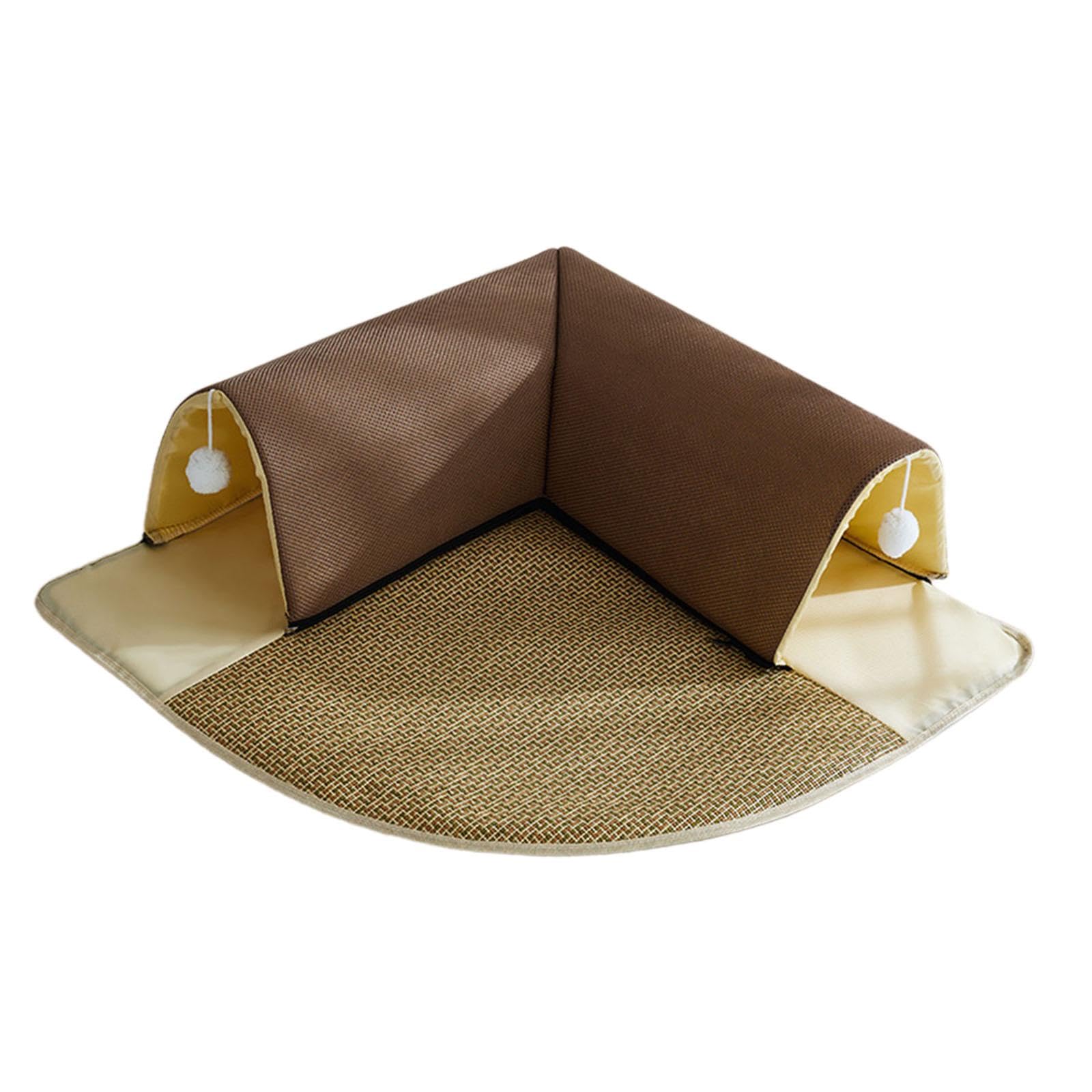 Atorse Cat Tunnel Bed Running Cat Toys Pets Play Tunnel Cats Cave For Home Cats Brown
