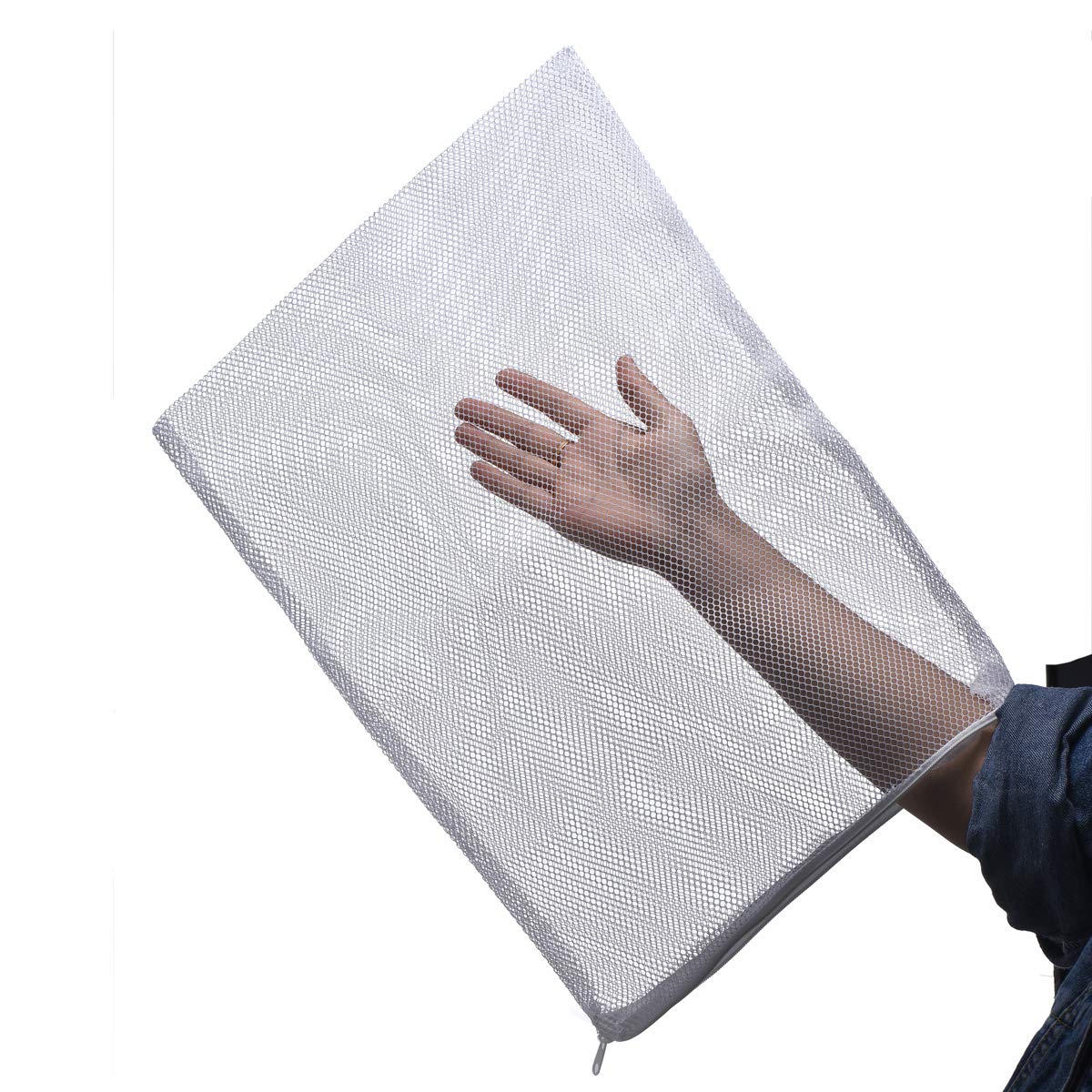 Alegi Large Filter Media Bags,Aquarium Mesh Bags With Plastic Zipper,White Net Bags For Bio Balls, Ammonia Remover 17.8' By 13.5' (4Pcs)
