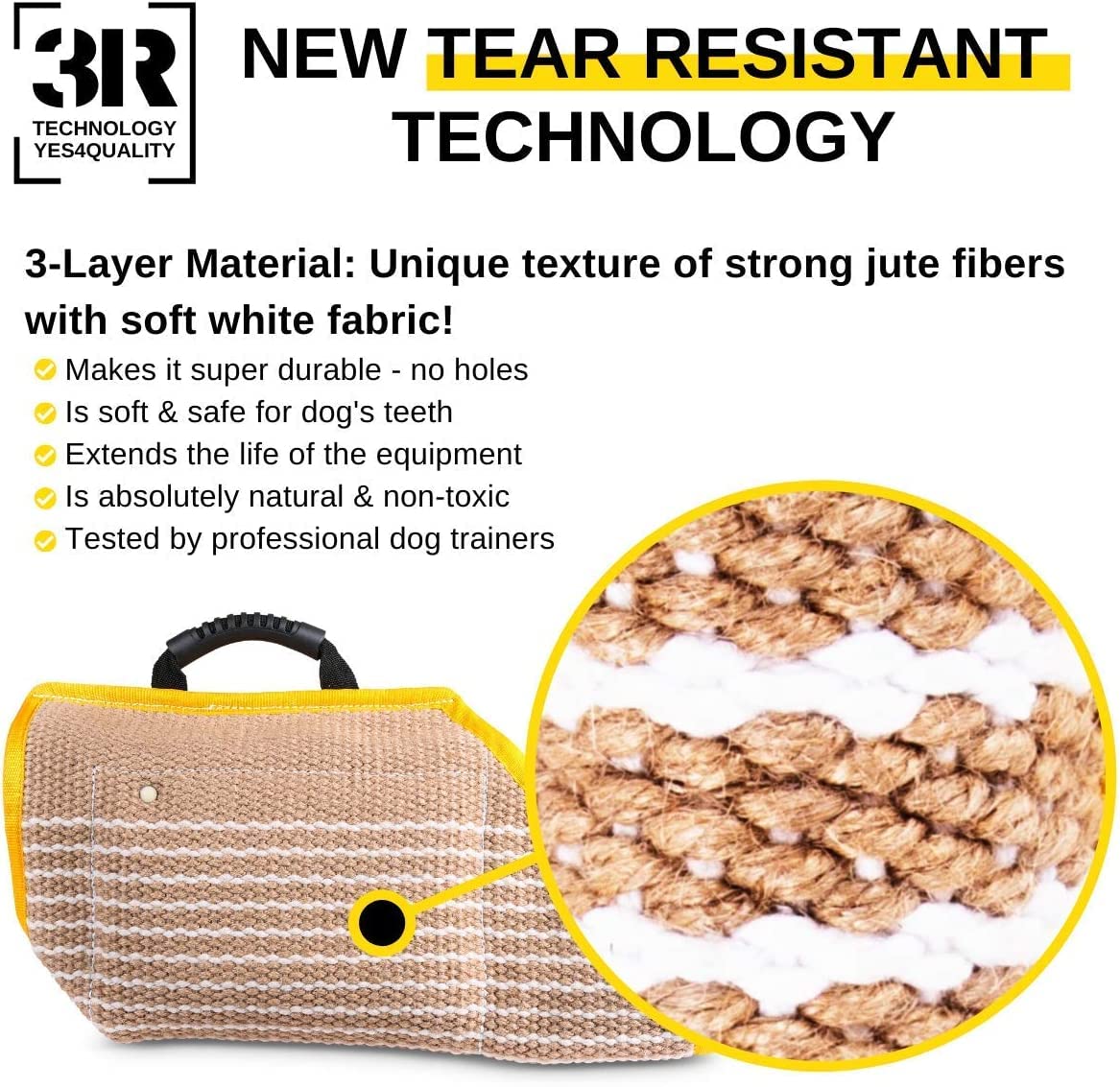 YES4QUALITY Dog Bite Sleeve - Durable Jute Training Equipment for Medium-Large Dogs (20.1x11.6") - Yellow - Model YES4QUALITY-019