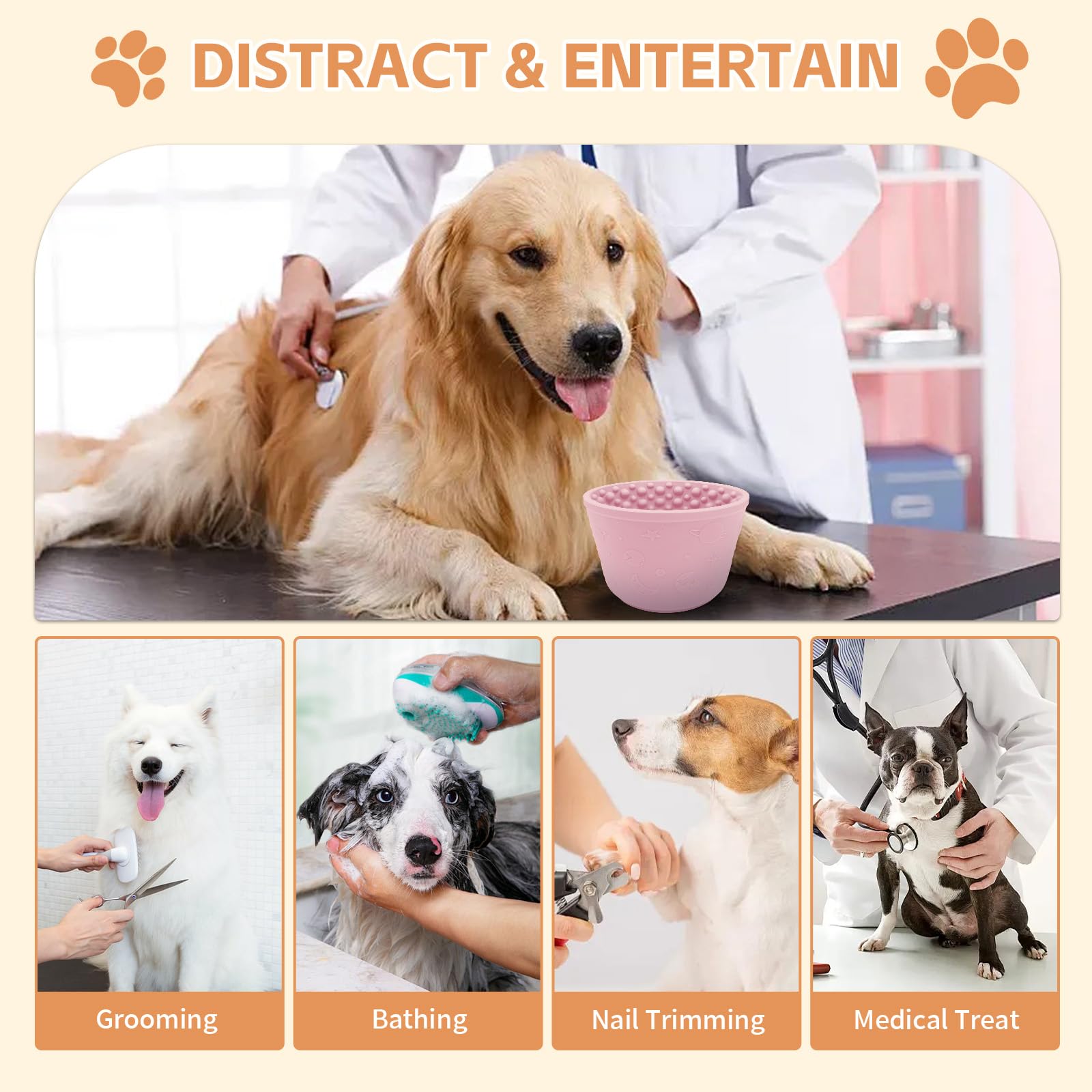 Dog Lick Bowl,Anxiety Relief Non-Slip Silicone Treat Bowl,Durable Long-Lasting Enrichment Slow Feeder Licking Mat for Small Medi