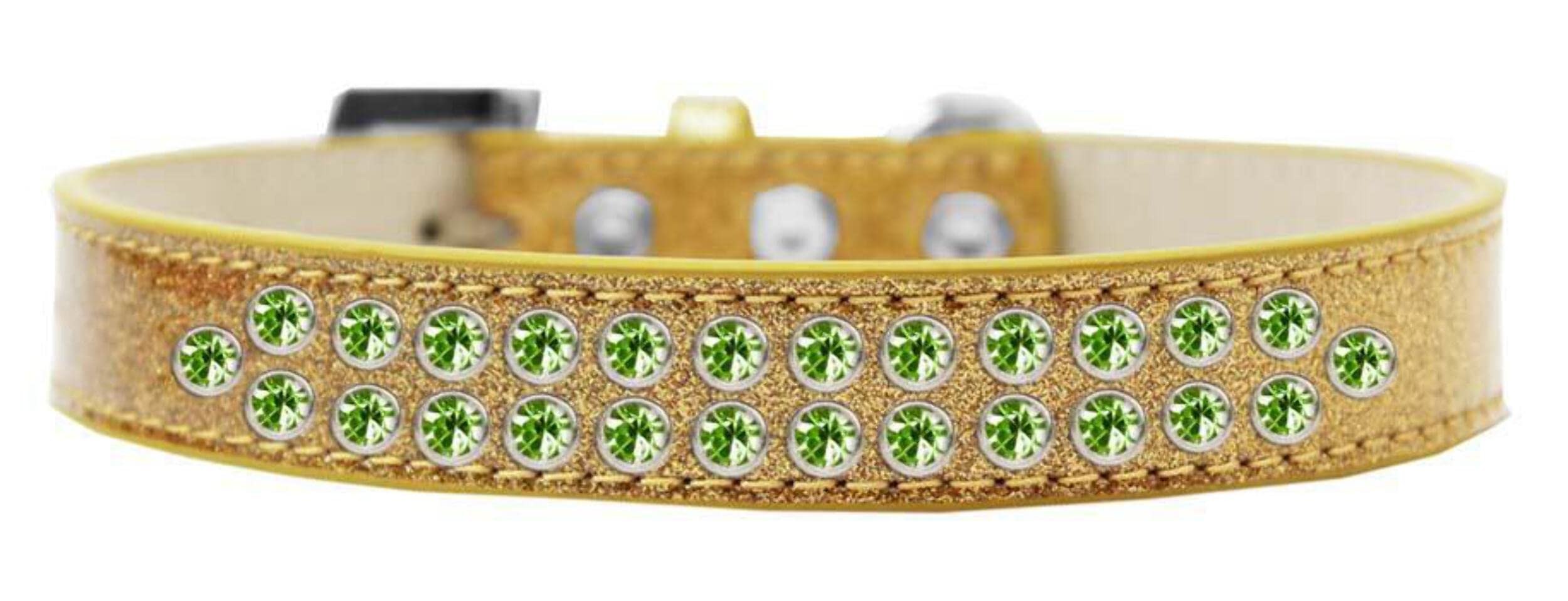 Mirage Pet Products Two Row Lime Green Crystal Lavender Dog Collar, Size 14
