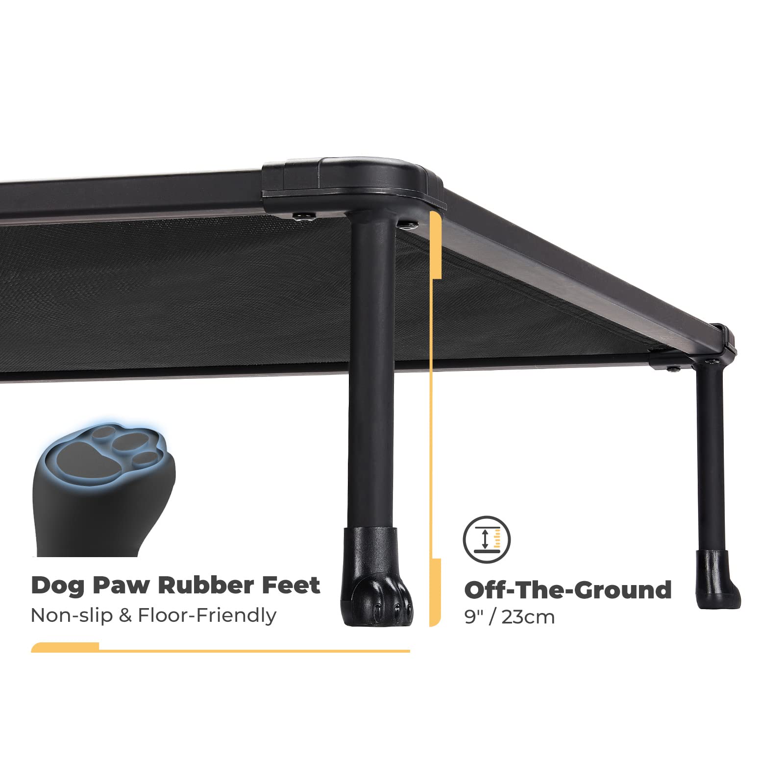 Veehoo Chewproof Elevated Dog Bed - Cooling Raised Pet Cot, Breathable Mesh, Washable & Non-Slip For Large Dogs, Indoor/Outdoor,