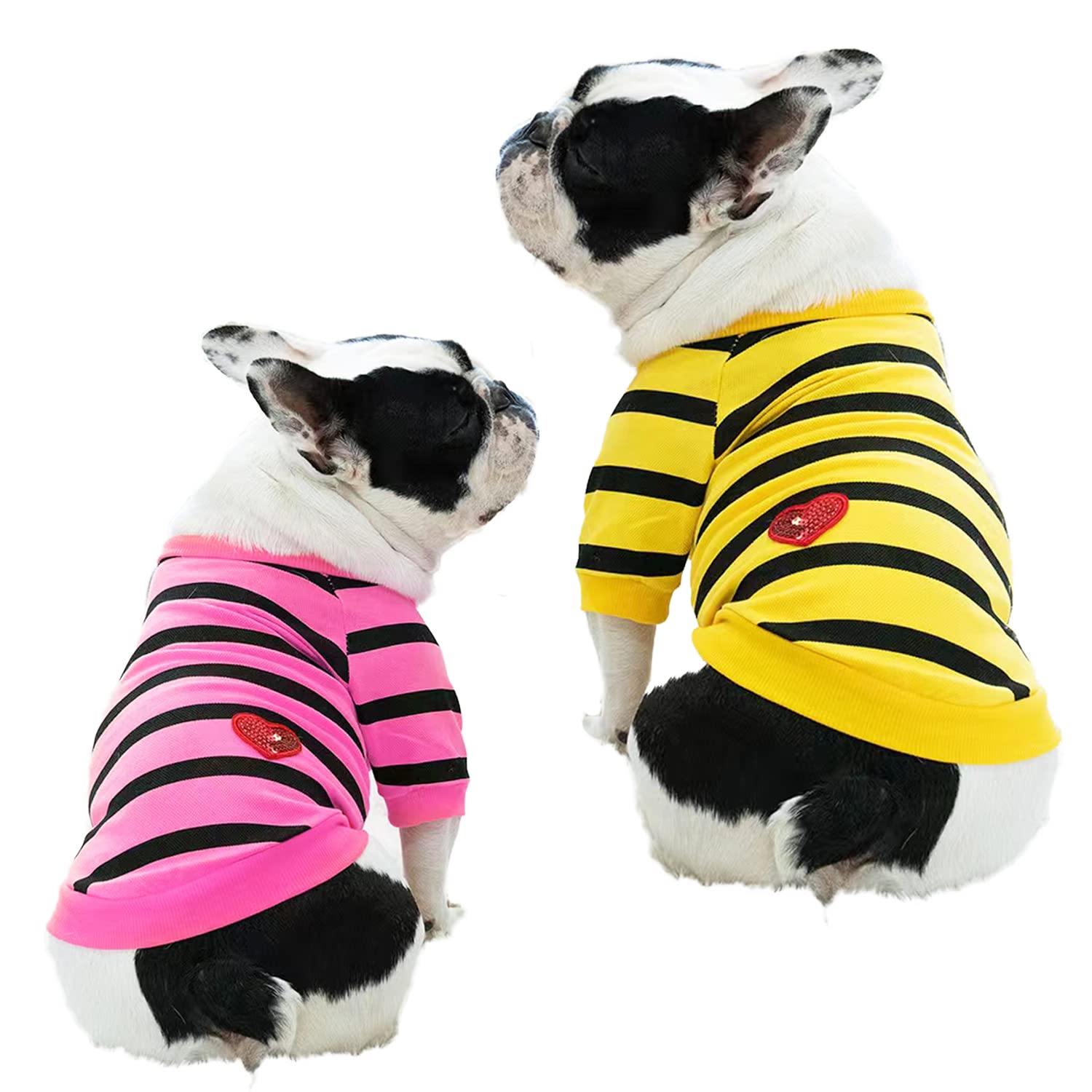 2 Pack French Bulldog Striped T Clothes T-Shirt For Medium Dogs Tee Shirts For Boston Terrier Pitbull Bichon Spring Summer Puppy