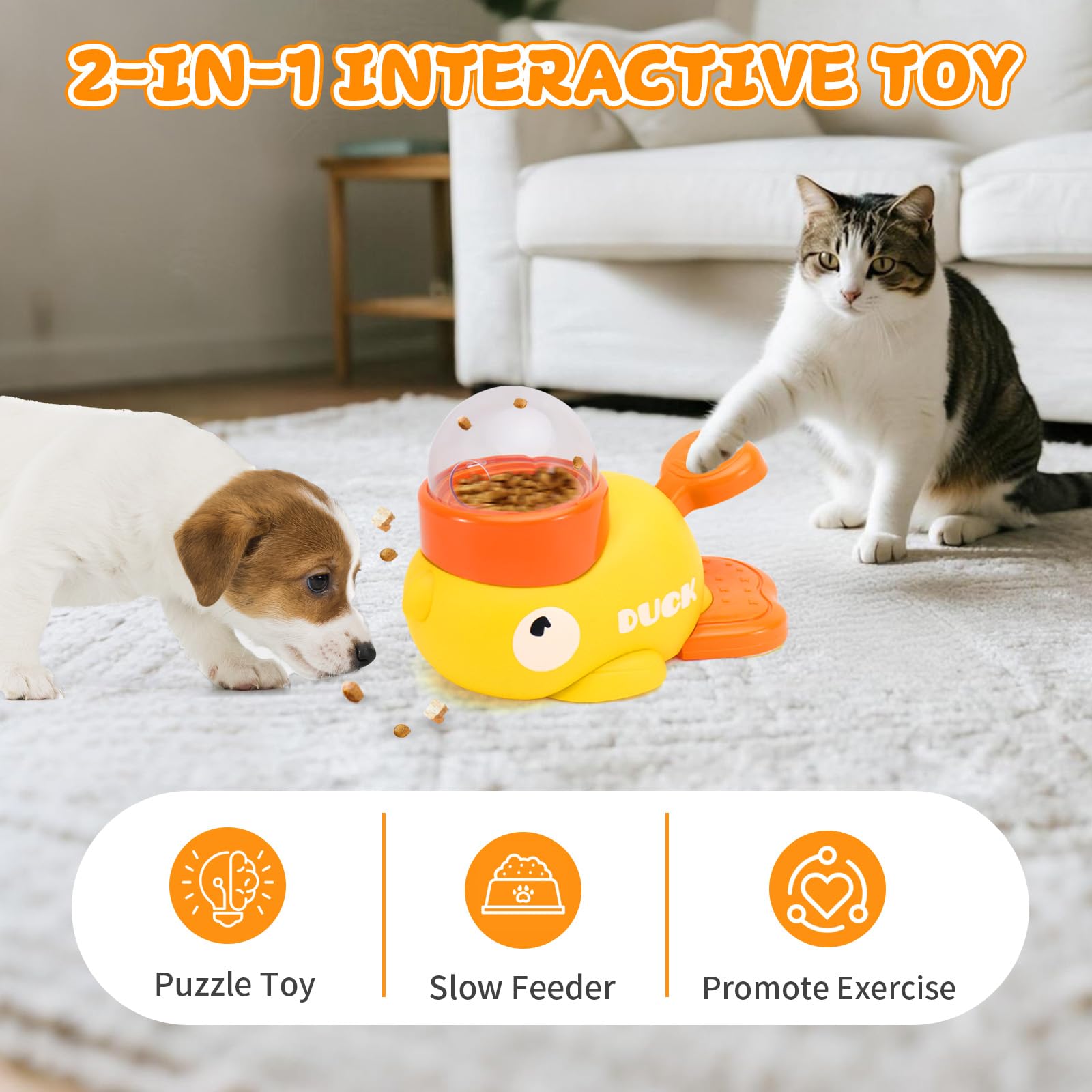 VOXGET Interactive Treat Dispenser Dog Toy, Duck Puzzle Treat Toy for Small Large Smart Cats Dogs IQ Training and Mental Stimula