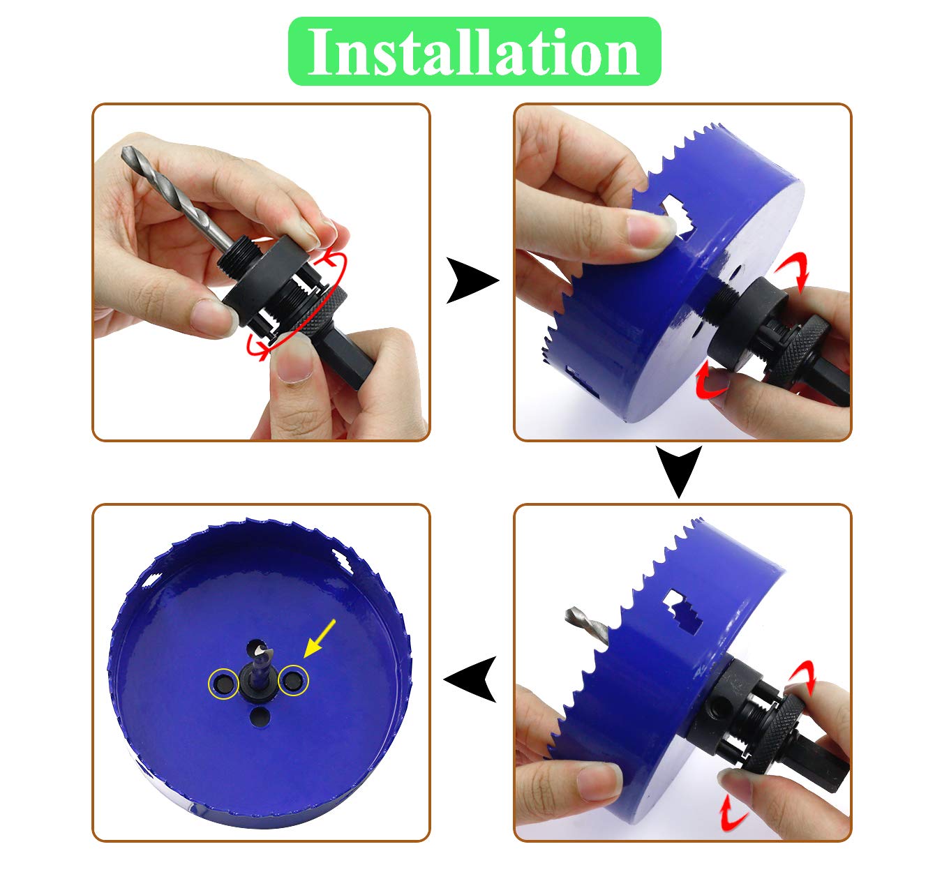 Seimneire 4-14 Inch Hole Saw With Heavy Duty Arbor, 12 Inch Cutting Depth Hss Bi-Metal Hole Drilling Cutter For Smoothly Cutting