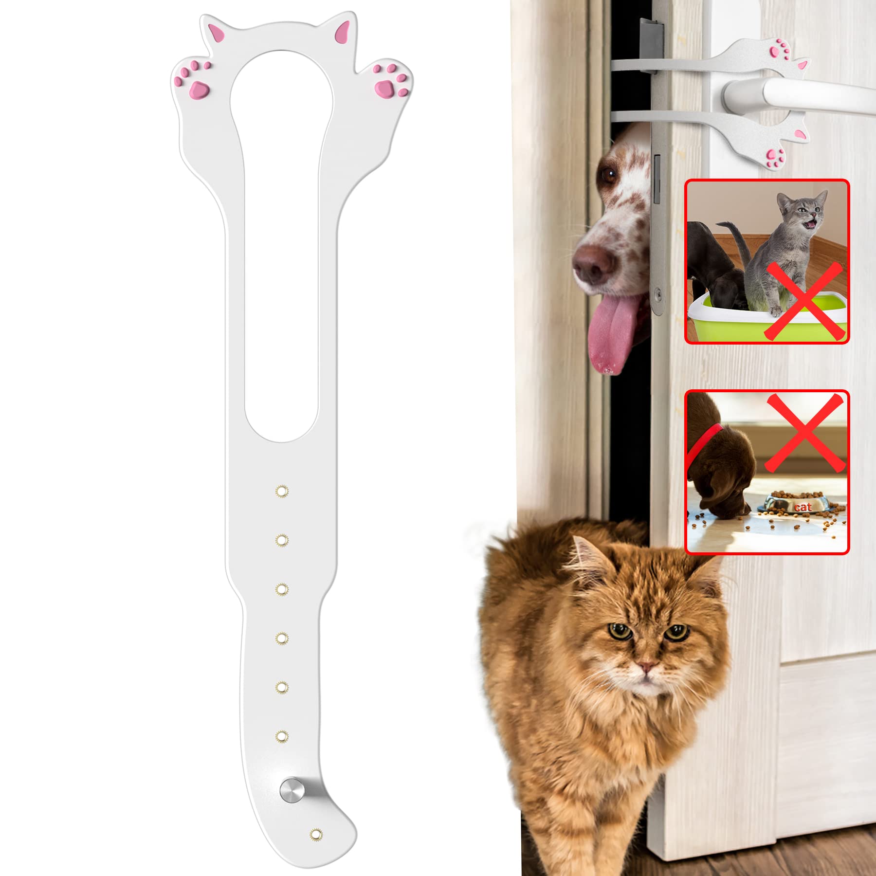 Cat Door Latch Holder,?8 Adjustable Sizes? Stronger Flex Cat Door Stopper, Keep Door Open 1.5'' To 8'', Let'S Cats In And Keeps