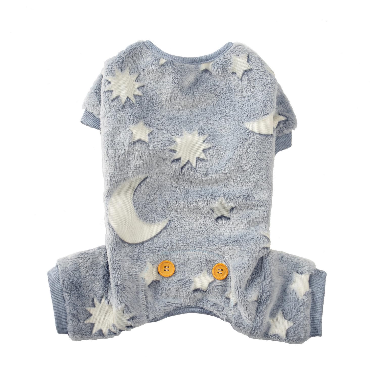 Maigllra Plush Dog Pajamas Glow In The Dark Dog Jumpsuit 4 Legged Onesie For Small Medium Large Dog, Grey Moon Xs