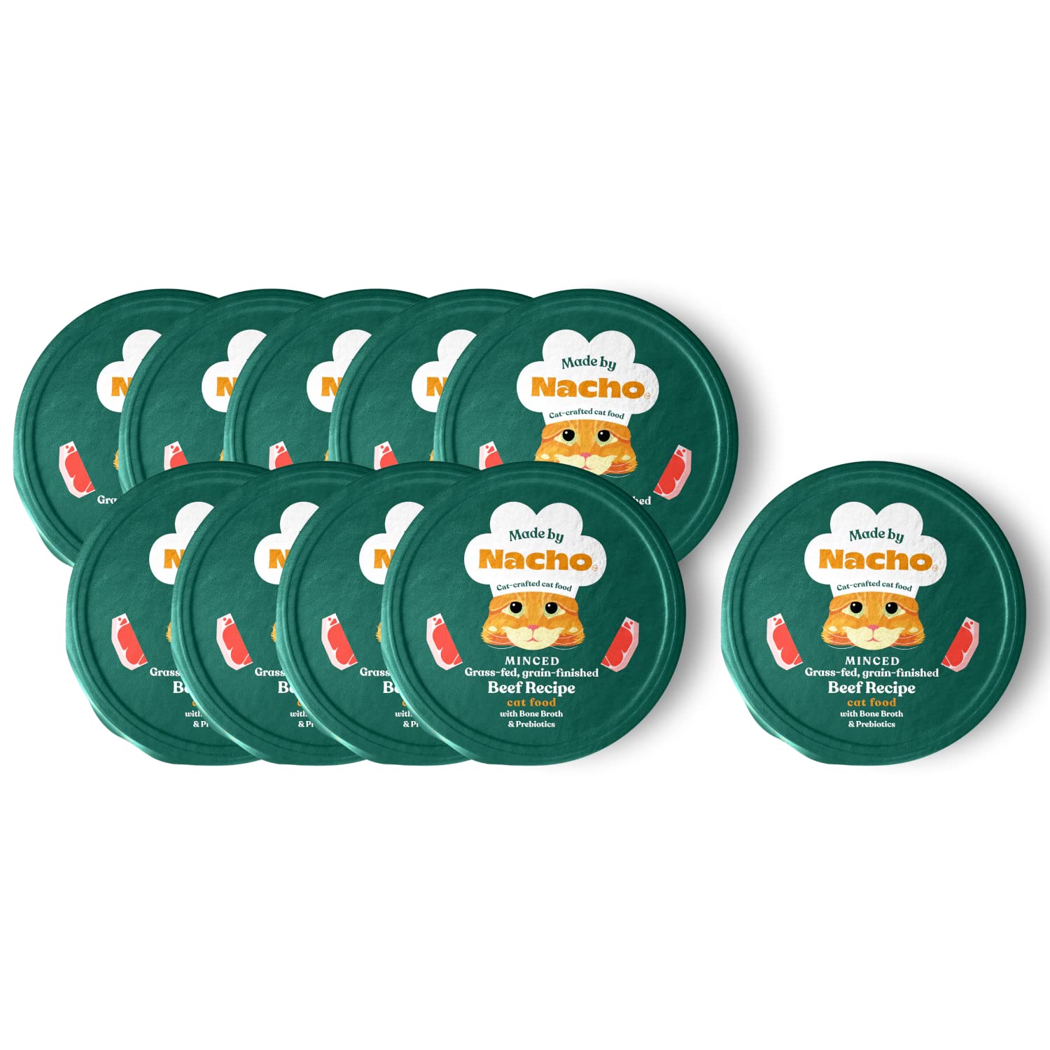 Made by Nacho Wet Cat Food, Grass-Fed, Grain-Finished Minced Beef in Bone Broth for Hydration with Prebiotics for Digestive Heal