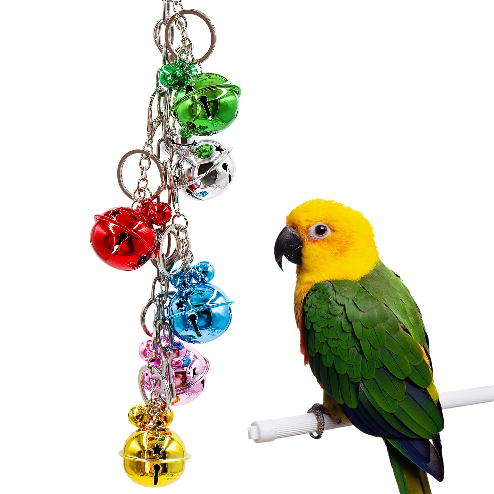 Oooct Bird Swing Bells Toys, Colorful Parrot Metal Bells, Hanging Bird Chewing Toys, Bird Cage Accessories, Suitable For Small T