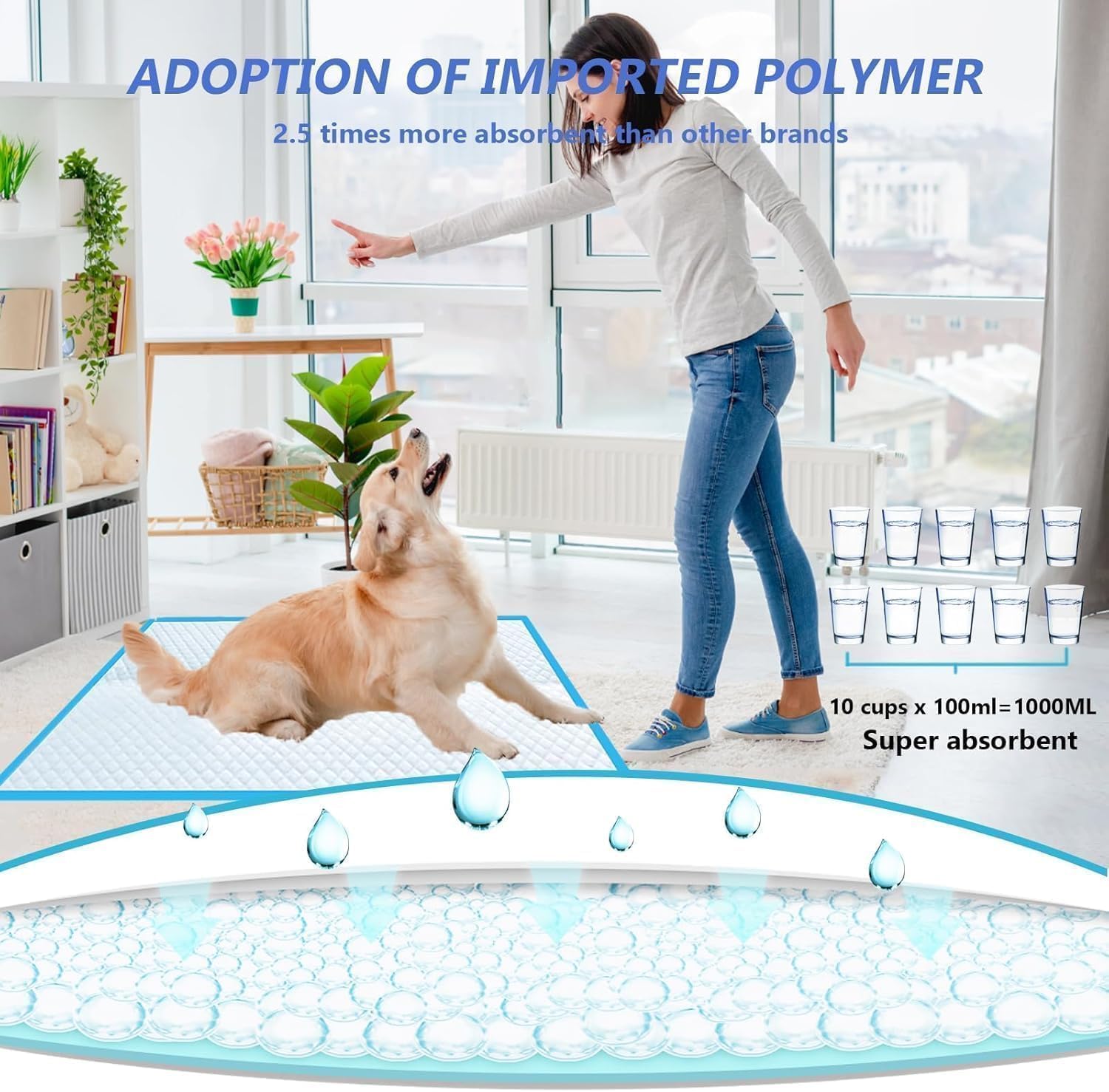 Xxxxl Puppy Pee Pads 35''X47'' 30 Count, Extra Large For Dogs, Leak-Proof & Super Absorbent, Thicken Disposable Potty Training P