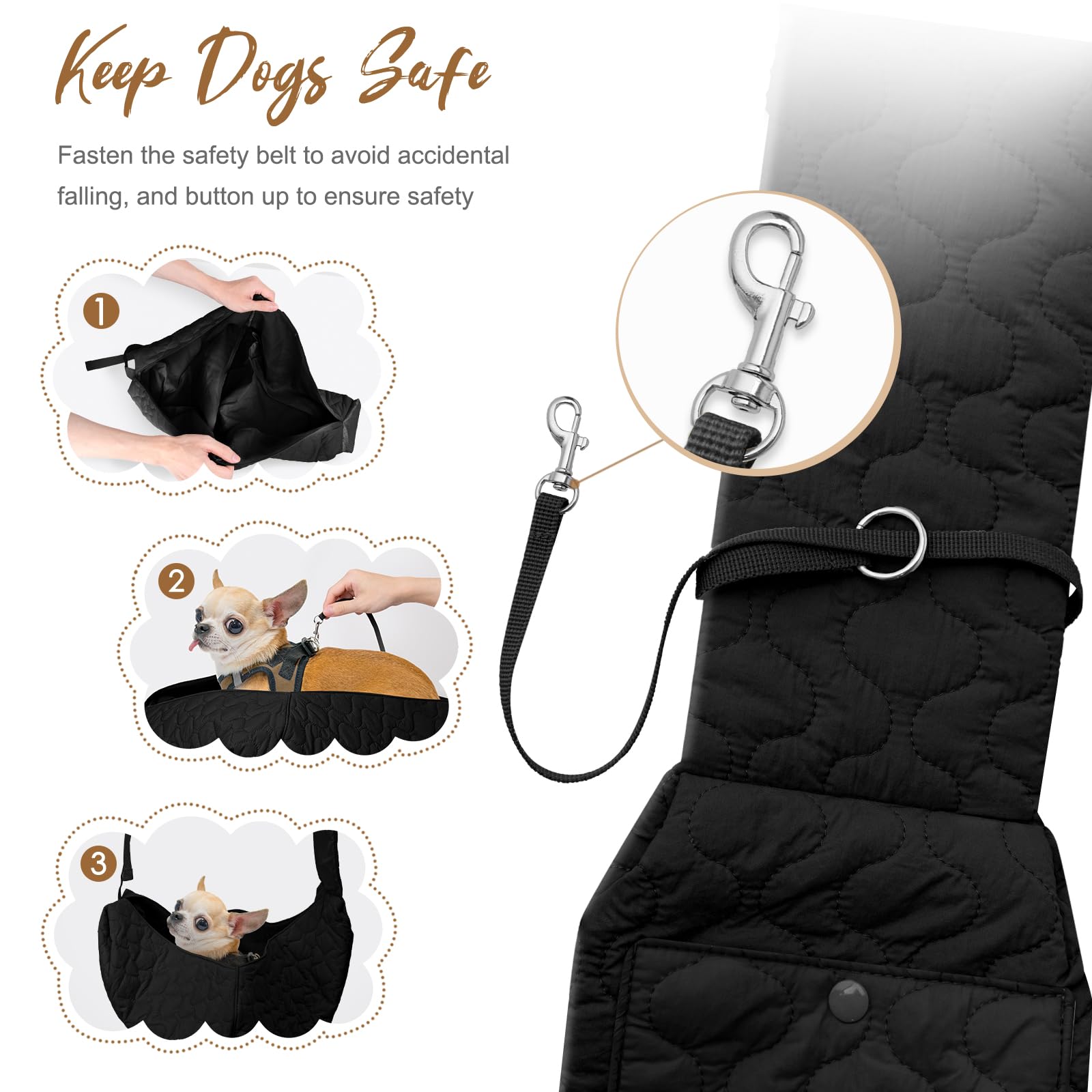 Jourcraf Dog Sling For Small Dogs, Front Dog Sling Carrier, Padded Adjustable Pet Soft Carrier With Adjustable Shoulder Strap, T