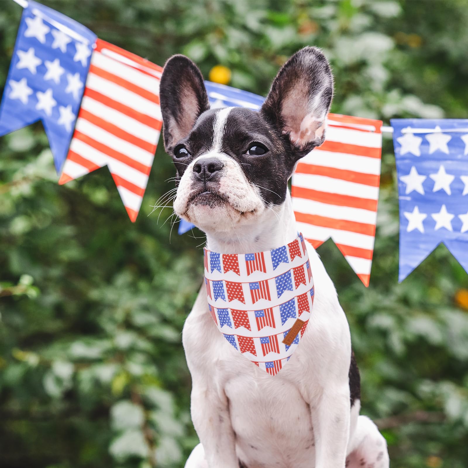 Ptdecor American Flag Dog Bandana White And Blue Flag Patterns, 4Th Of July Pet Scarf Reversible Triangle Patriotic Bandanas For