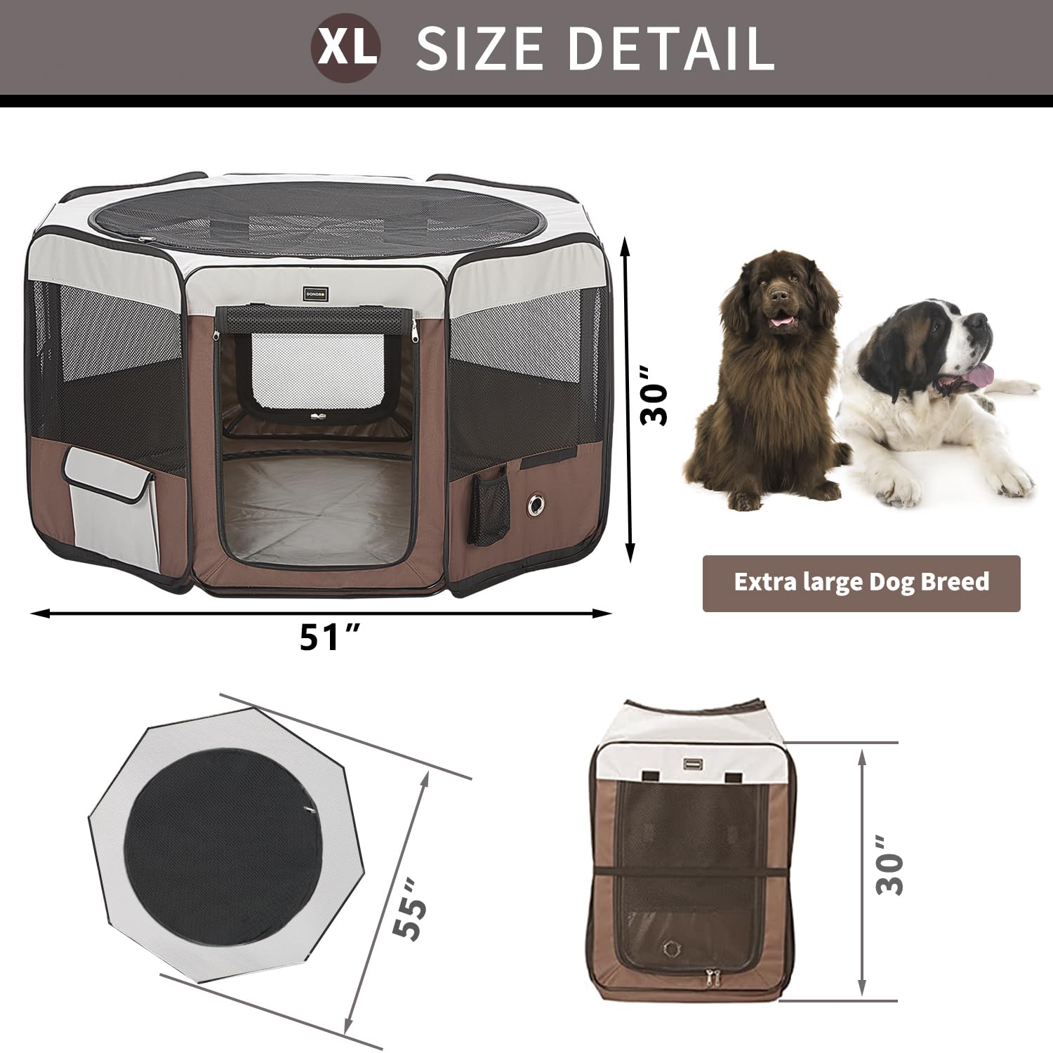 Donoro Portable Pet Play Pens For Small Dog/Cat/Rabbit/Chicks, Indoor/Outdoor With Carring Case, Removable Zipper Top And Bottom