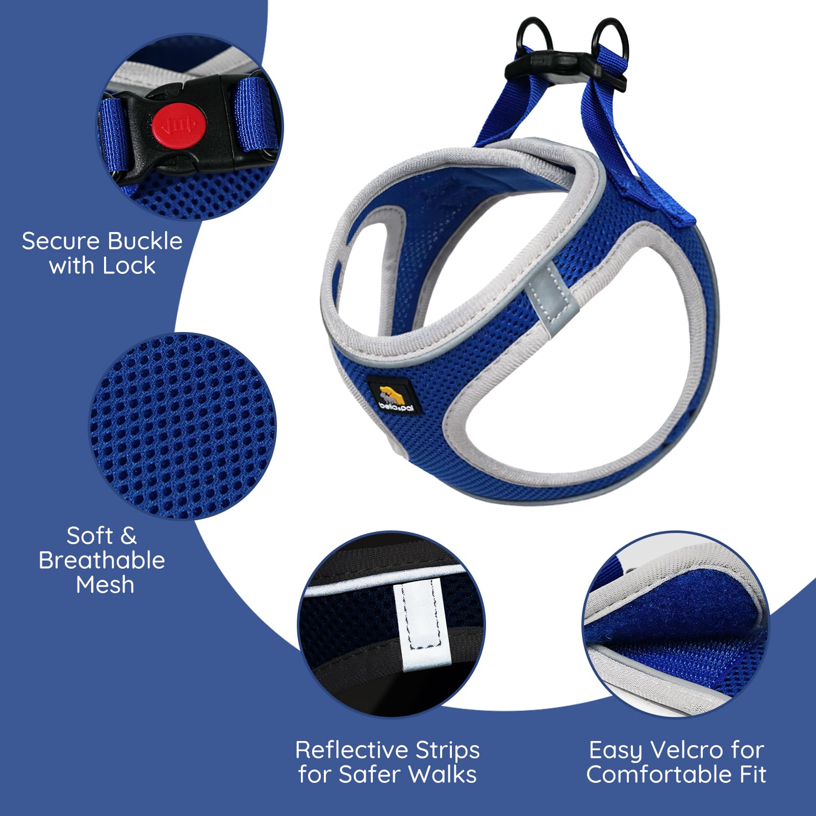 BELLA & PAL Step in Vest Harness for Small and Medium Dogs, No Pull Small Dog Harness with Leash Set, Comfortable Air Mesh Dog V