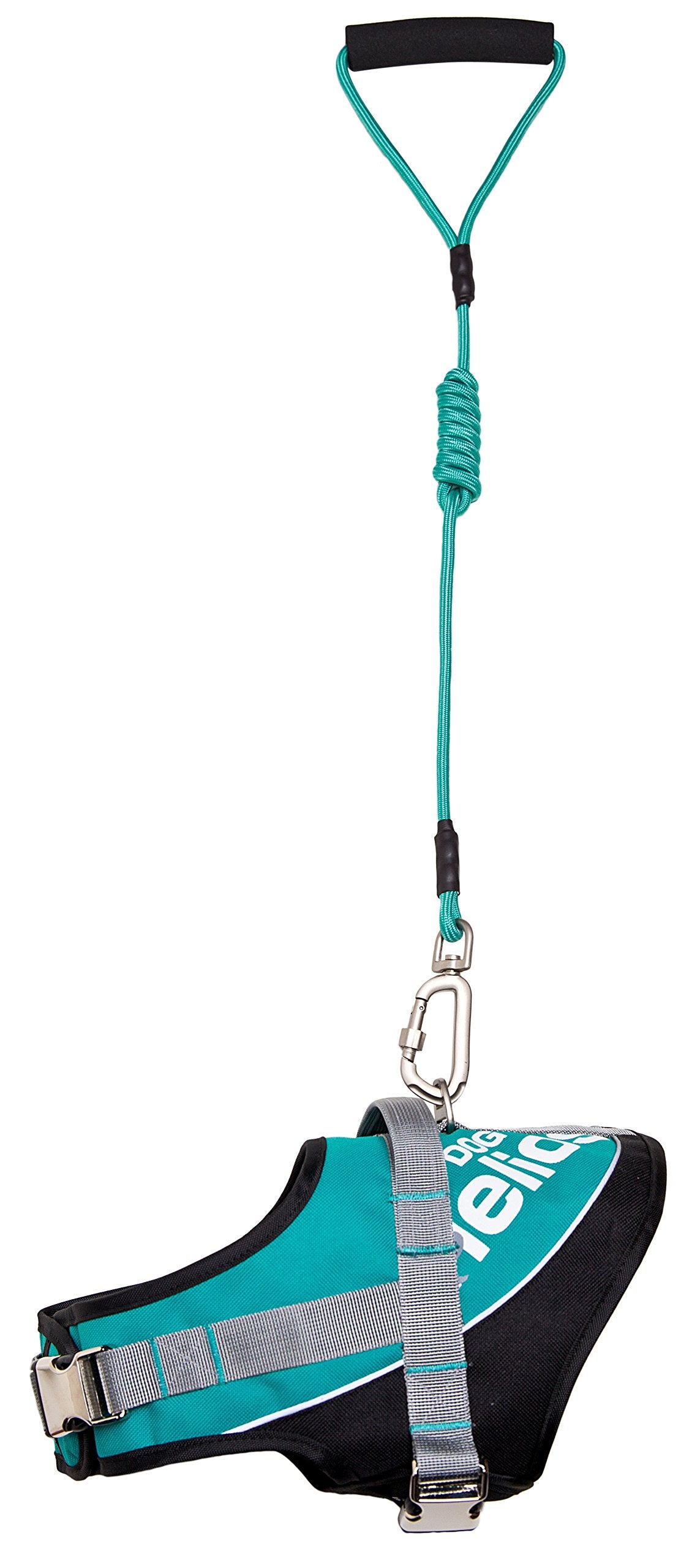 DOGHELIOS Bark-Mudder Easy Tension 3M Reflective Endurance 2-in-1 Adjustable Pet Dog Leash and Harness, Large, Teal Blue