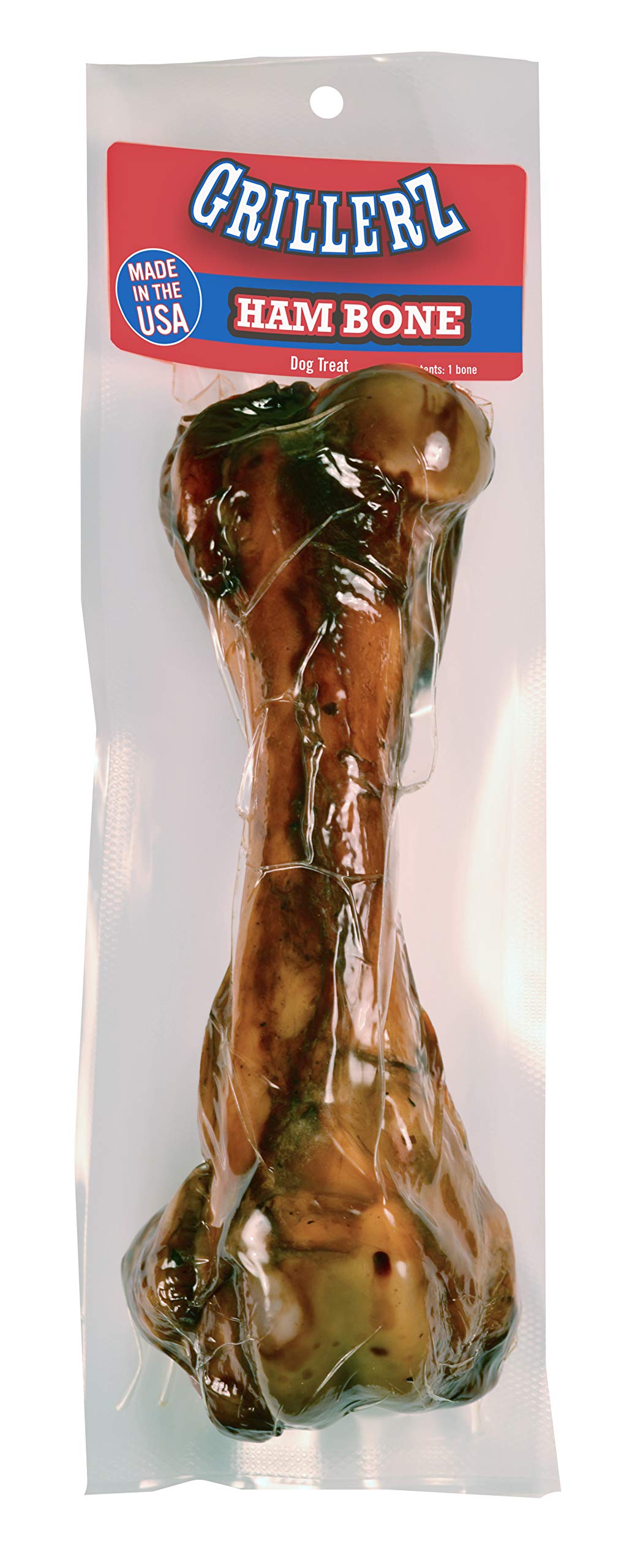 Scott Pet Grillerz Vacuum Sealed Ham Bone, 1 Count, Rawhide Free, All Natural Treat for All Breeds, Long Lasting, Easy to Digest