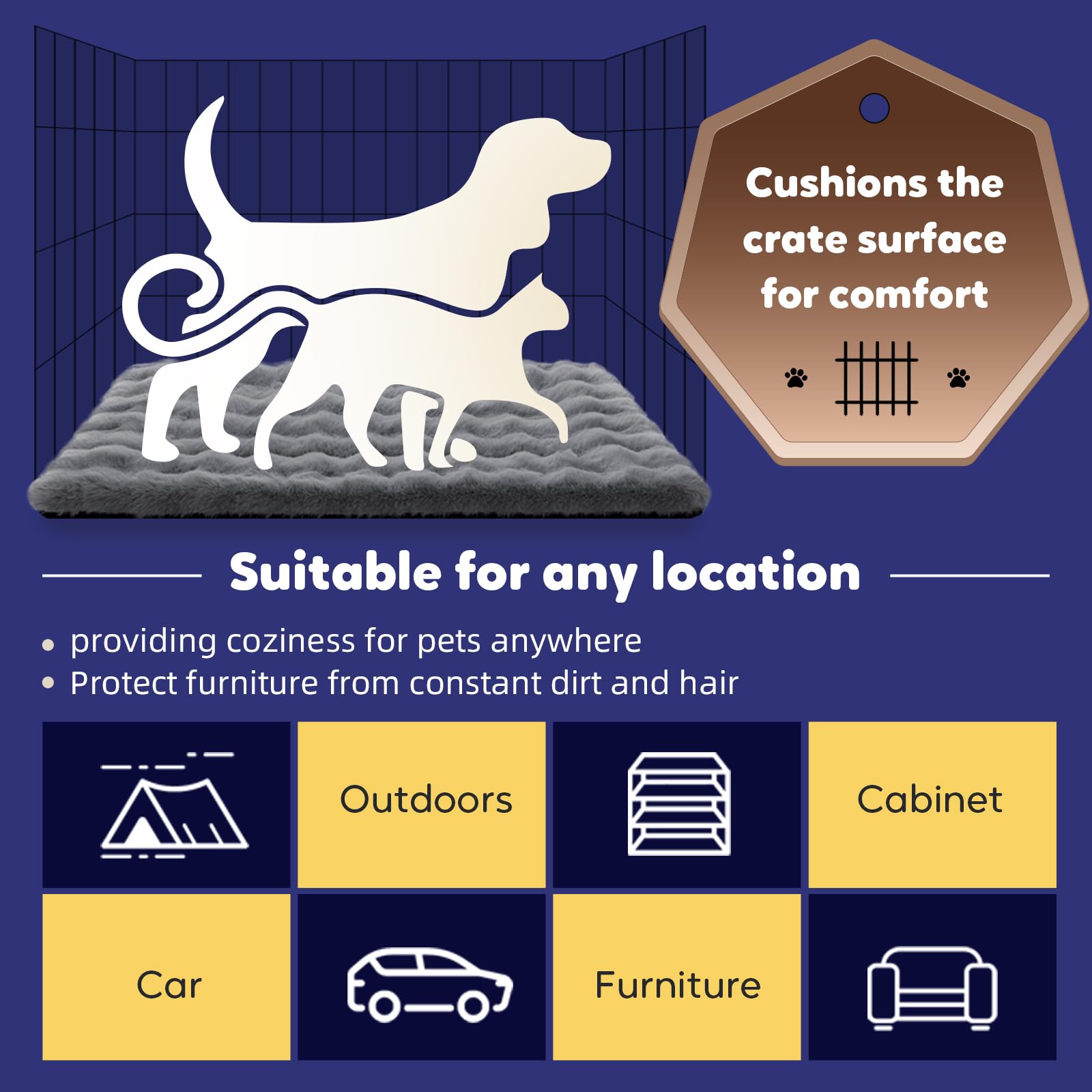 Mora Pets Cat Beds For Indoor Cats Dog Crate Pad Fluffy Dog Bed Mat For Small Dogs Kitten Warm Washable Pet Mat For Dog Cages 24