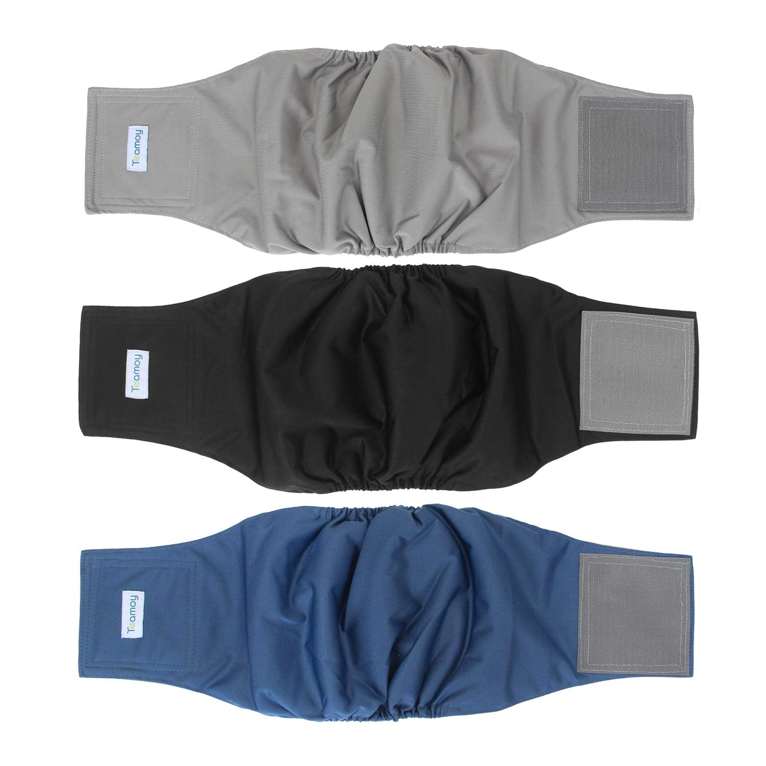 Teamoy 3 Pack Male Dog Diaper Wrap with Gray Lining, Washable Puppy Belly Bands, Super-Absorbent and Comfortable(L1,16-20  Waist