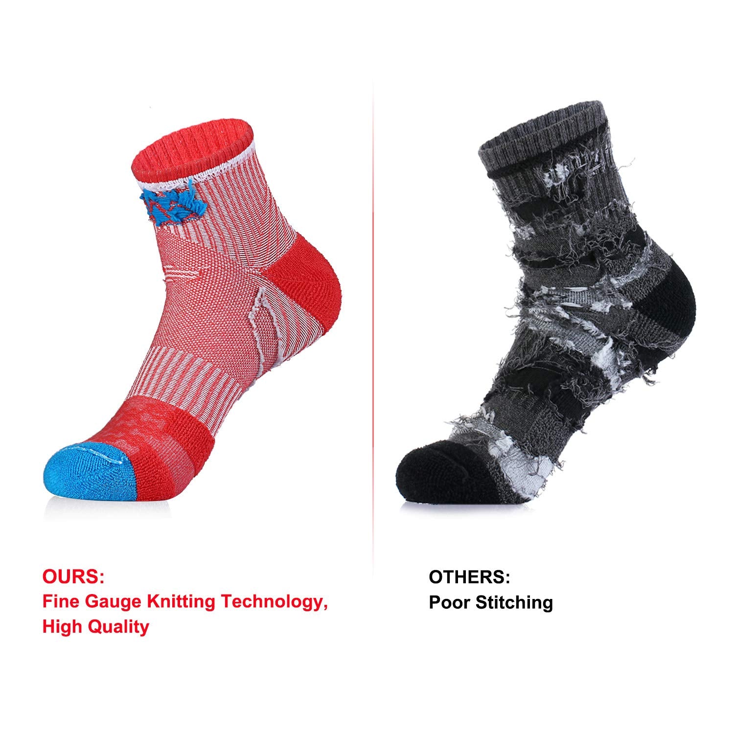innotree 5 Pack Women's Cushioned Quarter Ankle Hiking Socks - Blue, Pink, Purple, Orange, Black, Size 10