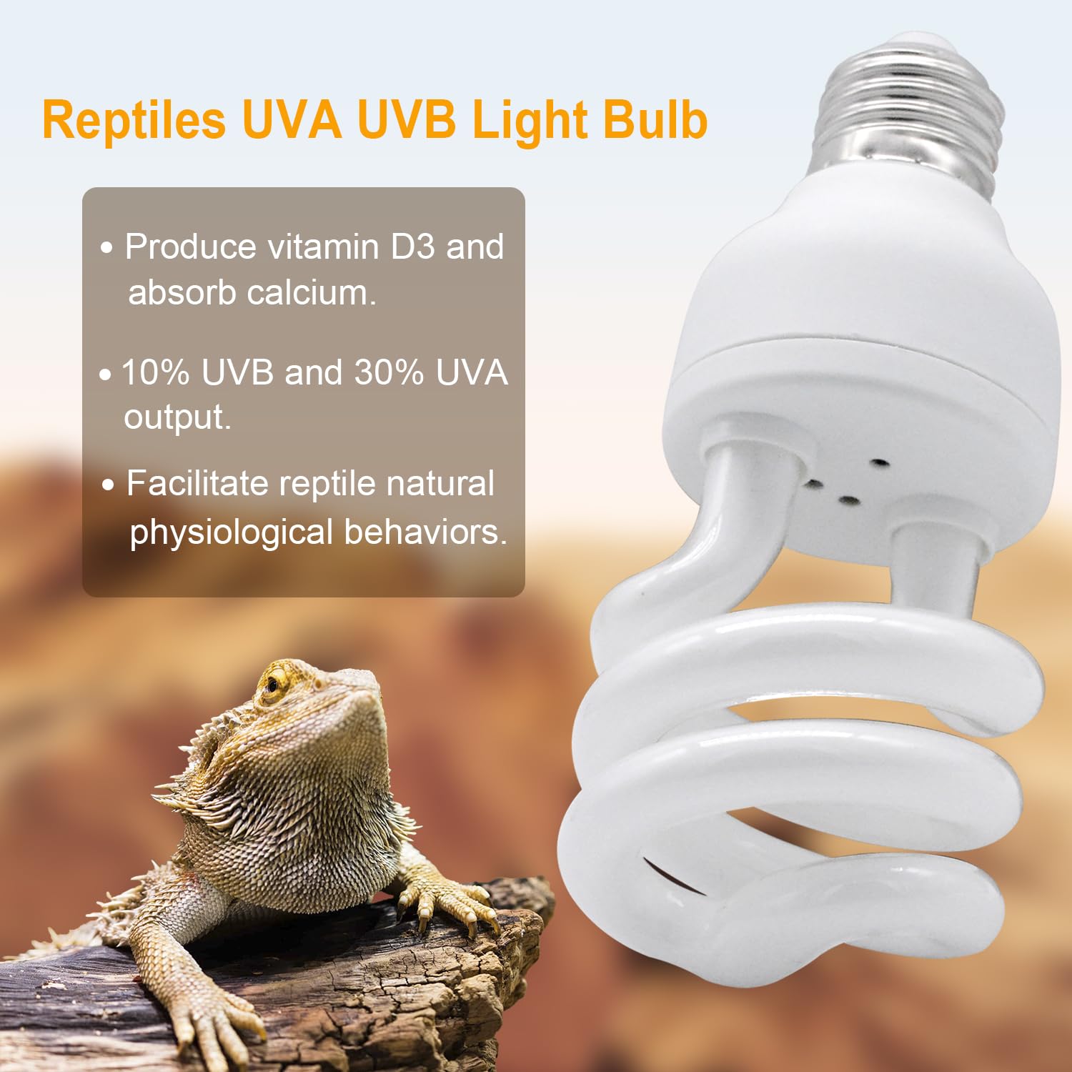 Yimidool Uvb Light For Reptiles, 13W 15.0 Reptile Heat Lamp Bulbs, Uva Uvb Reptiles Light Bulbs Ideal For Rainforest Reptiles, B