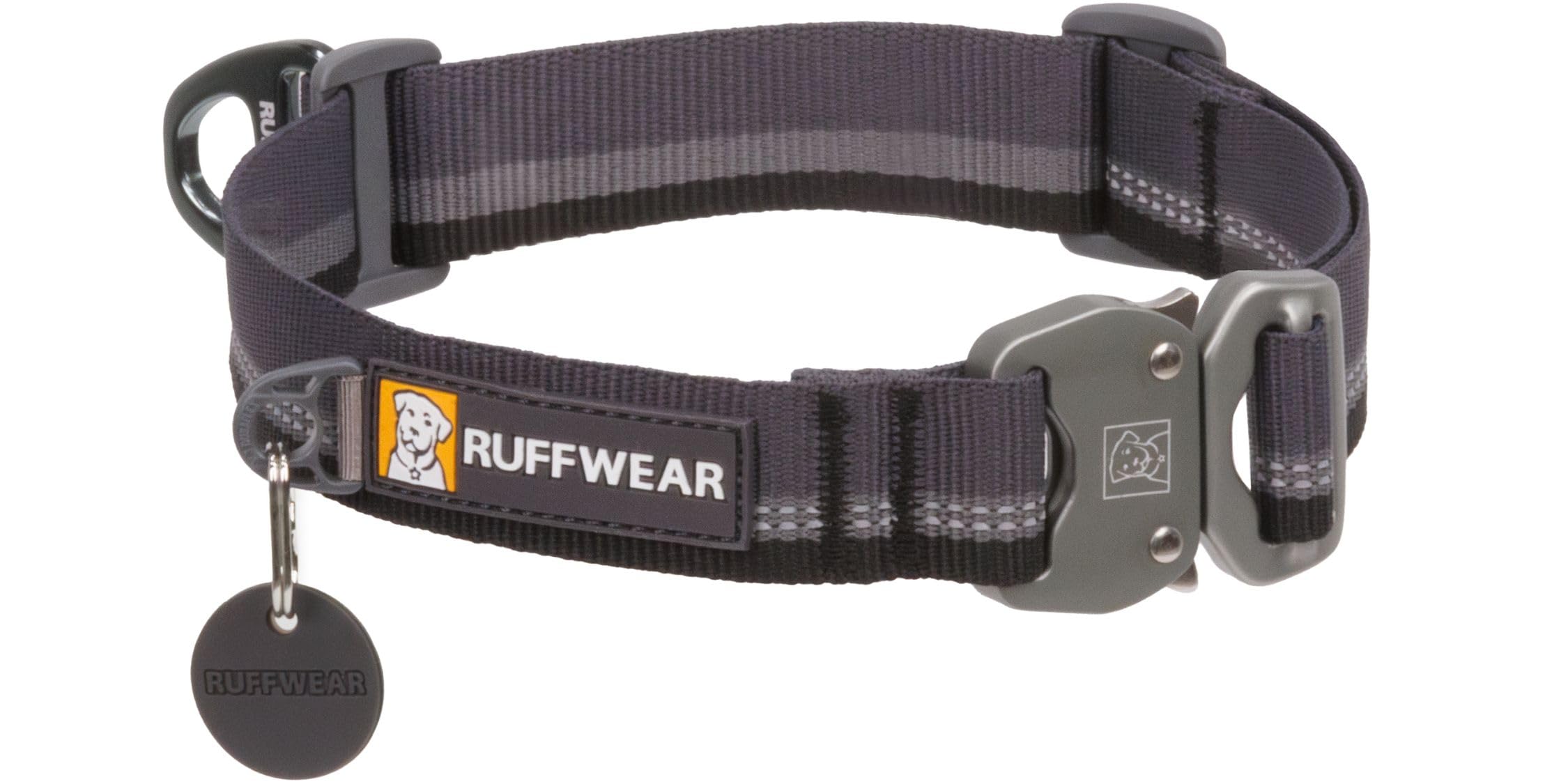Ruffwear, Top Rope Dog Collar, Reflective Metal Buckle Dog Collar for Everyday Use, Basalt Gray, 20-26