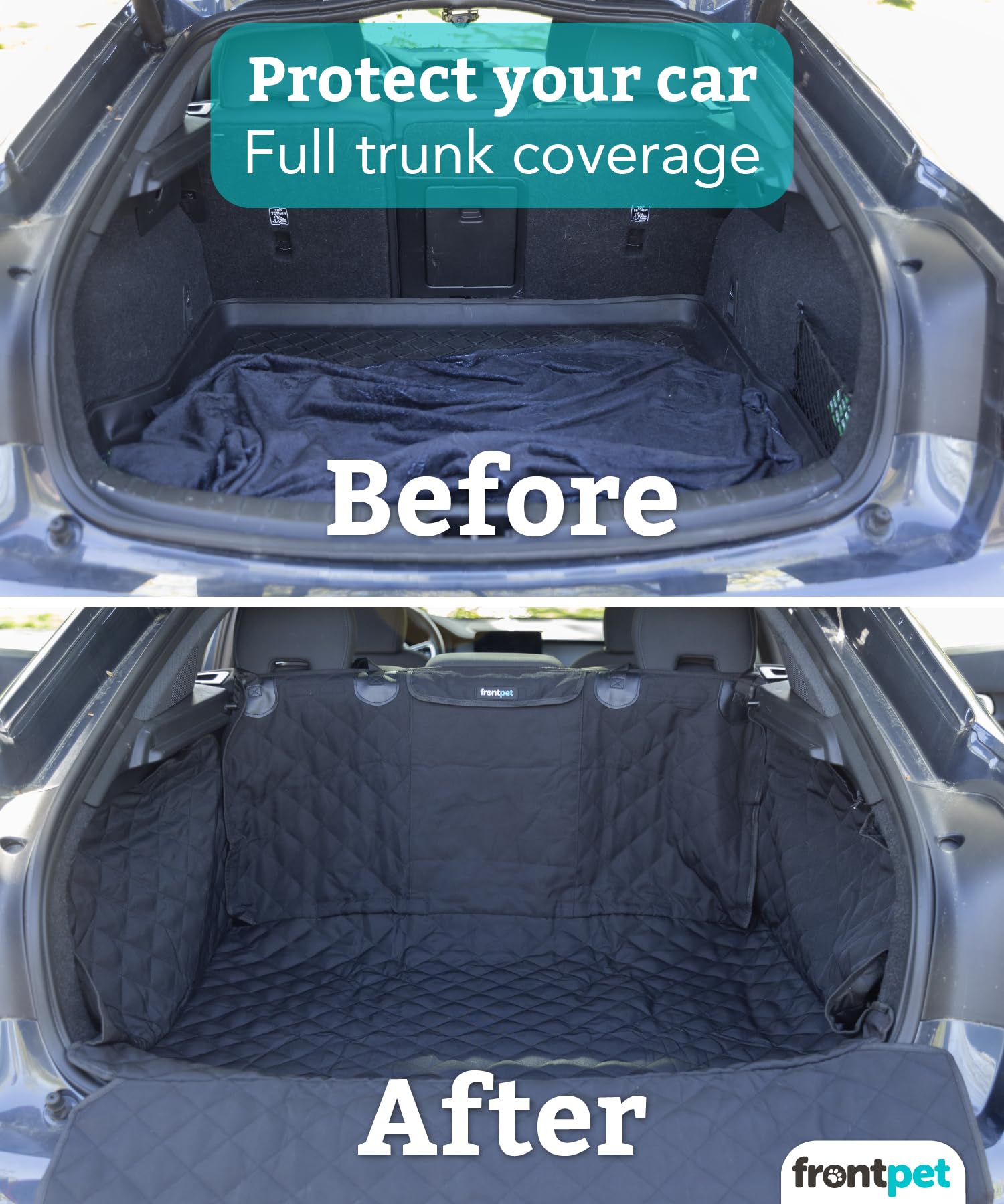Frontpet Suv Cargo Liner For Dogs - Water-Resistant Pet Trunk Cargo Cover Mat For Suvs And Sedans With Bumper Flap Protector, Trunk Cover, Non-Slip Liner, (58' X 58') Upgraded 2025